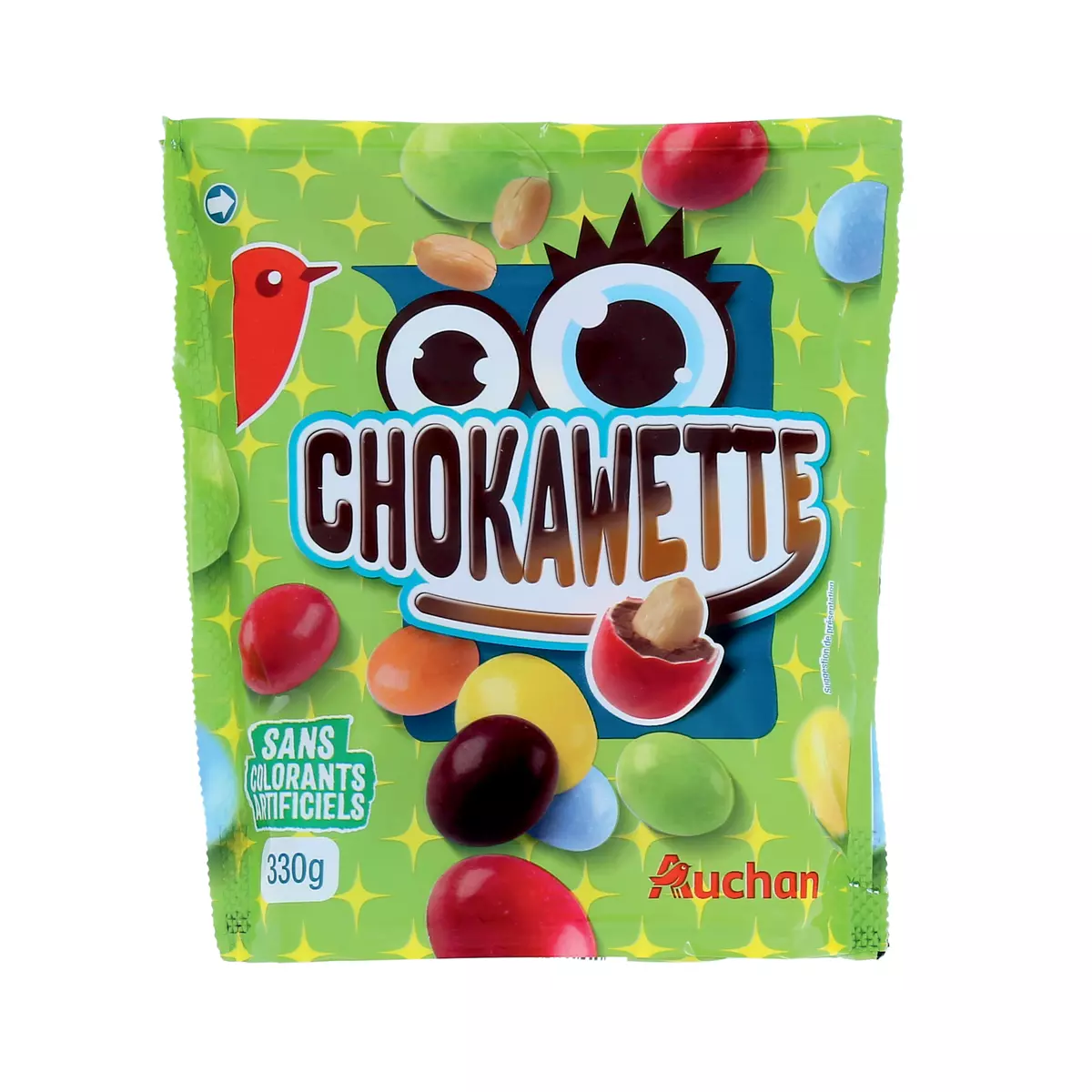 AUCHAN Chokawette bonbons chocolatés à la cacahuète sans colorants artificiels 330g