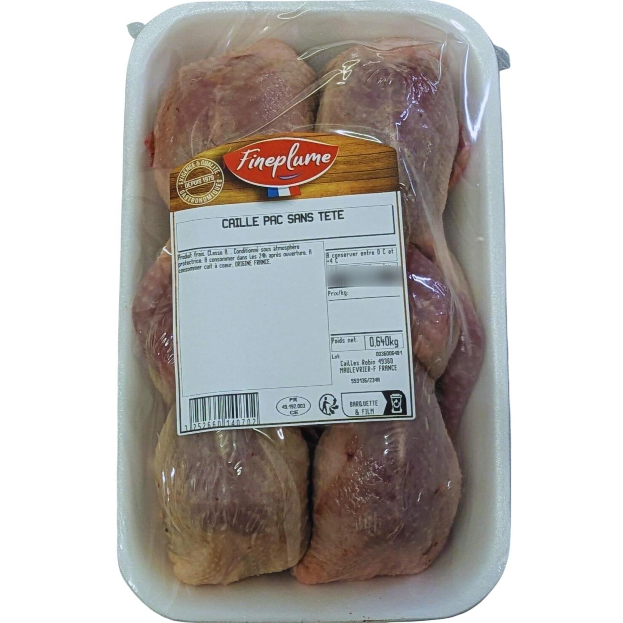 FINEPLUME Caille sans tête 4 pièces 640g