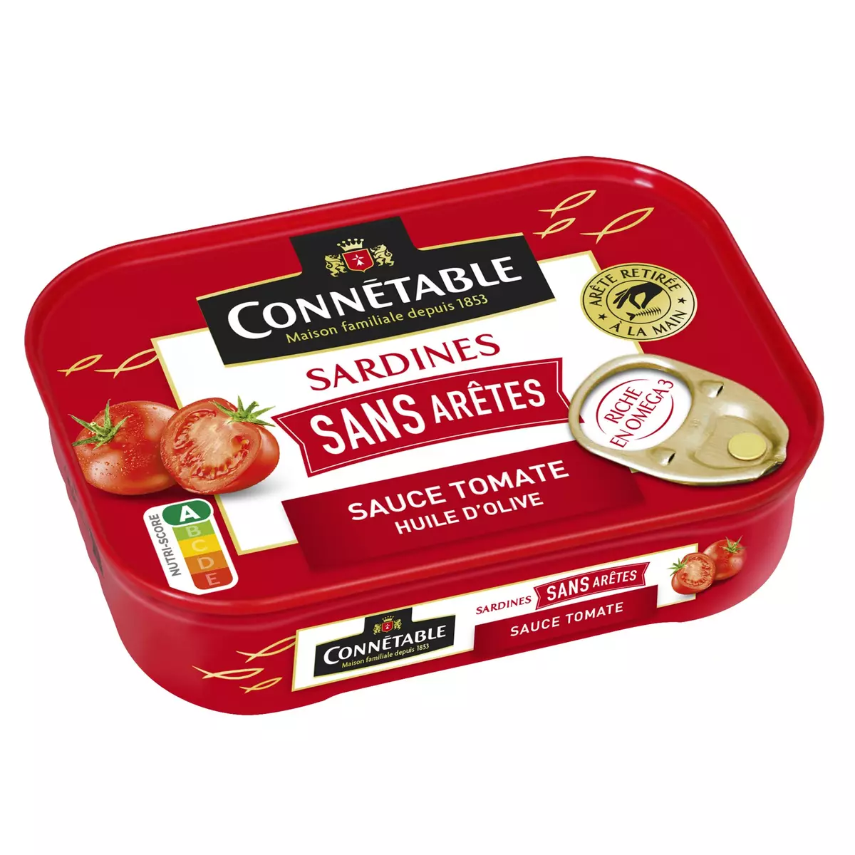 CONNETABLE Sardines sans arêtes sauce tomate à l'huile d'olive 140g