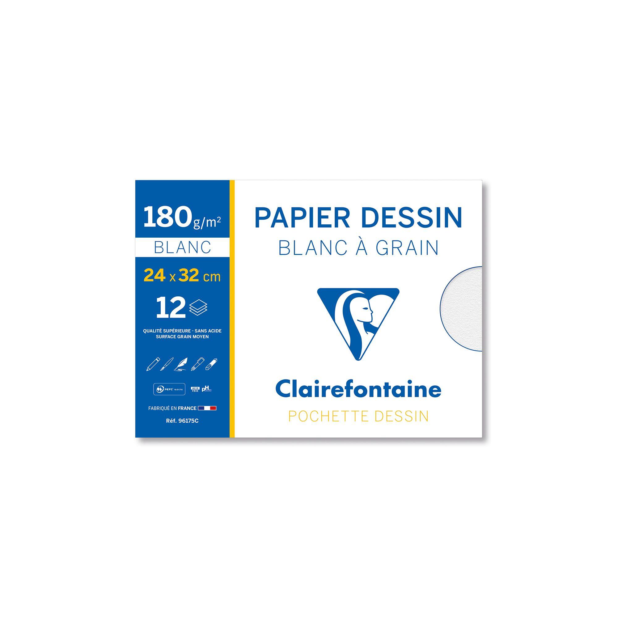 CLAIREFONTAINE Pochette à Dessin x12 feuilles 180g 24x32cm