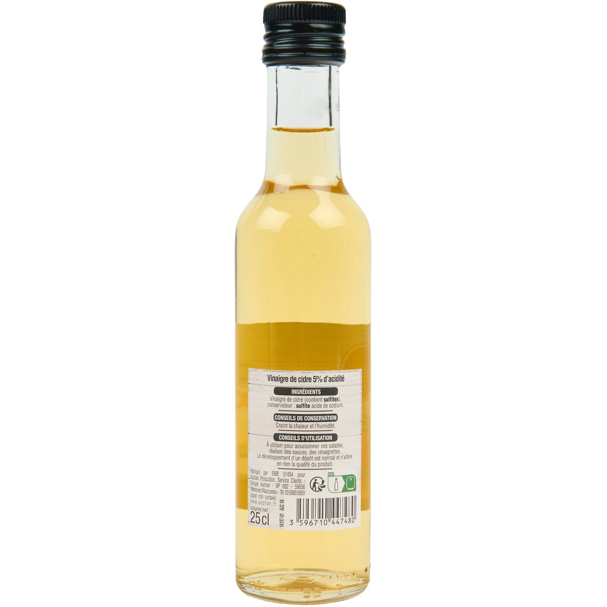 Voir la diapositive 2 : AUCHAN Vinaigre de cidre 25cl