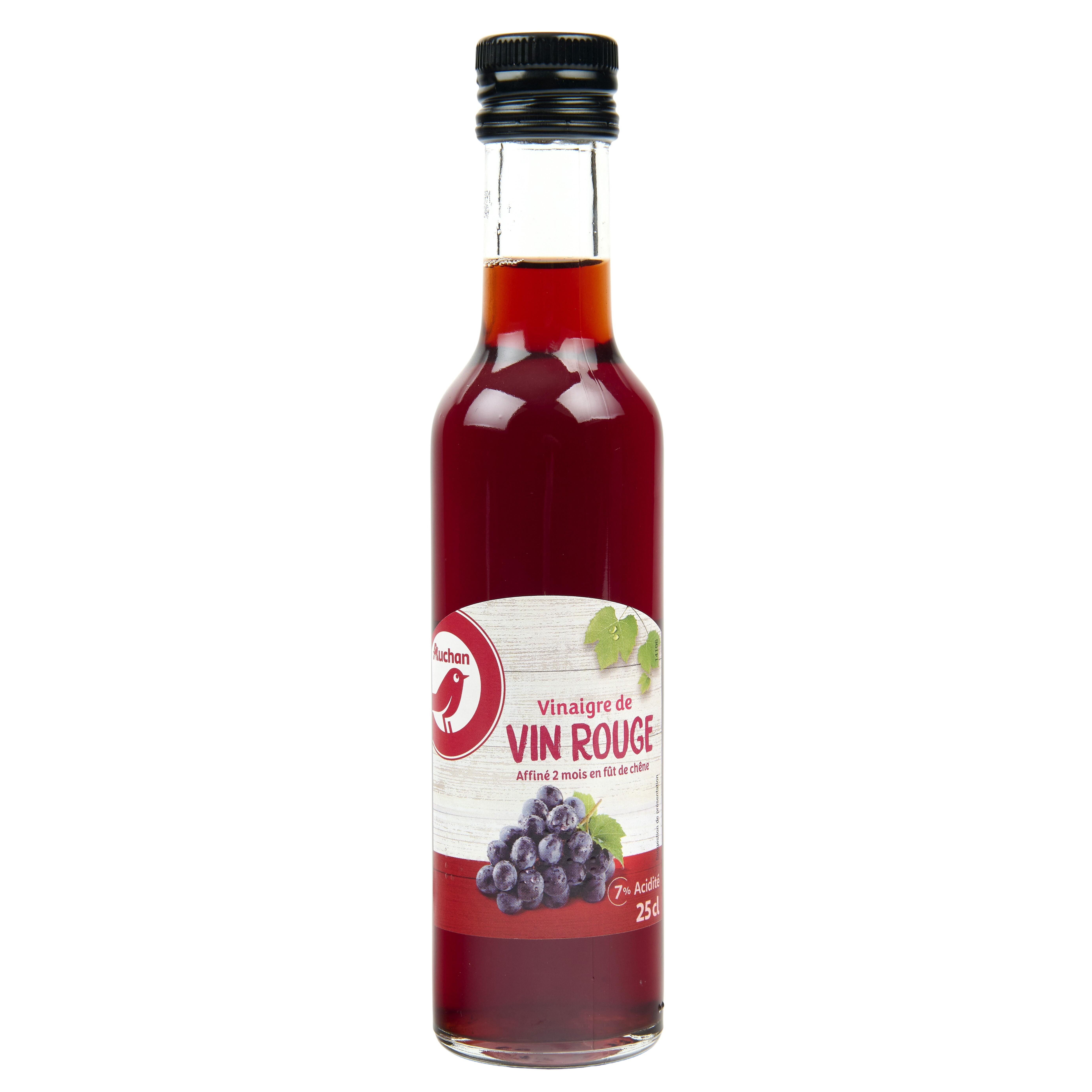 Voir la diapositive 2 : AUCHAN Vinaigre de vin rouge affiné 7% d'acidité 25cl