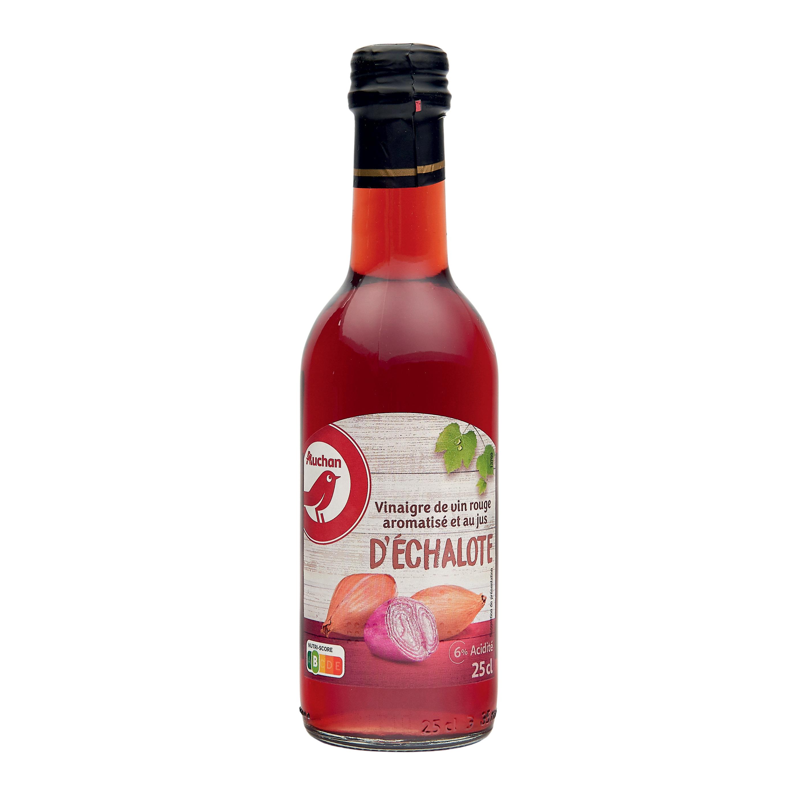 Voir la diapositive 2 : AUCHAN Vinaigre de vin rouge au jus d'échalote 6% d'acidité 25cl