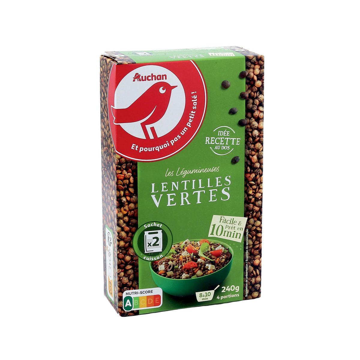 AUCHAN Lentilles vertes sachet cuisson 2 sachets 240g
