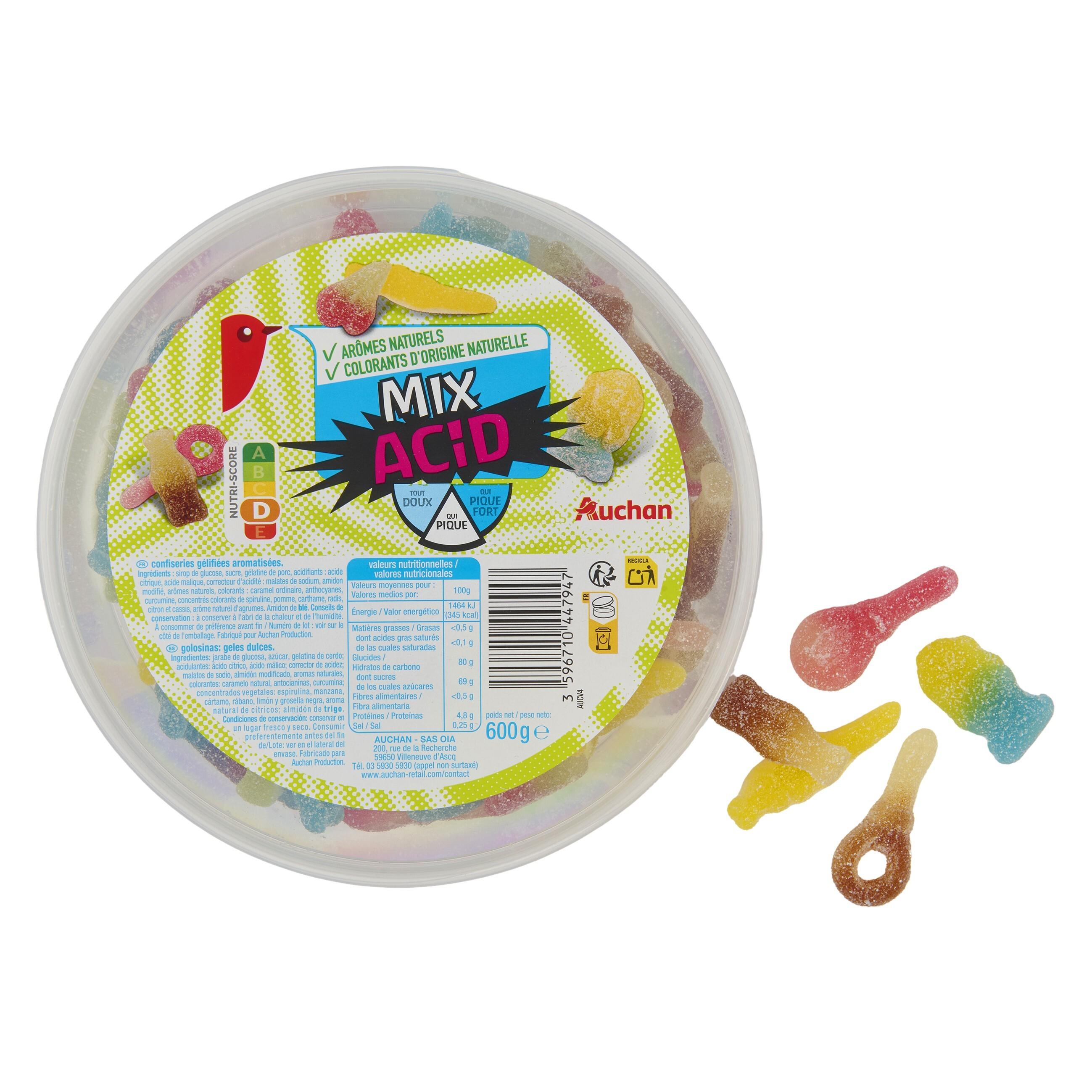Voir la diapositive 2 : AUCHAN Assortiment de bonbons maxi mix acid 600g