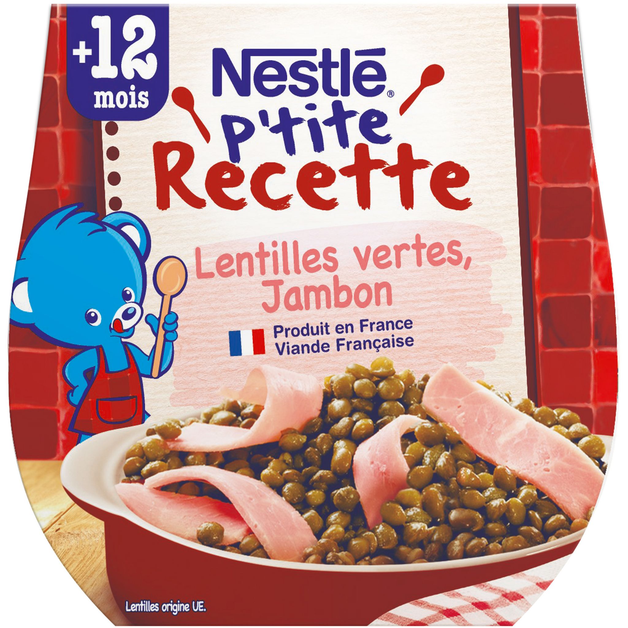 Voir la diapositive 2 : NESTLE P'tite recette bol lentilles vertes et jambon dès 12 mois 2x200g