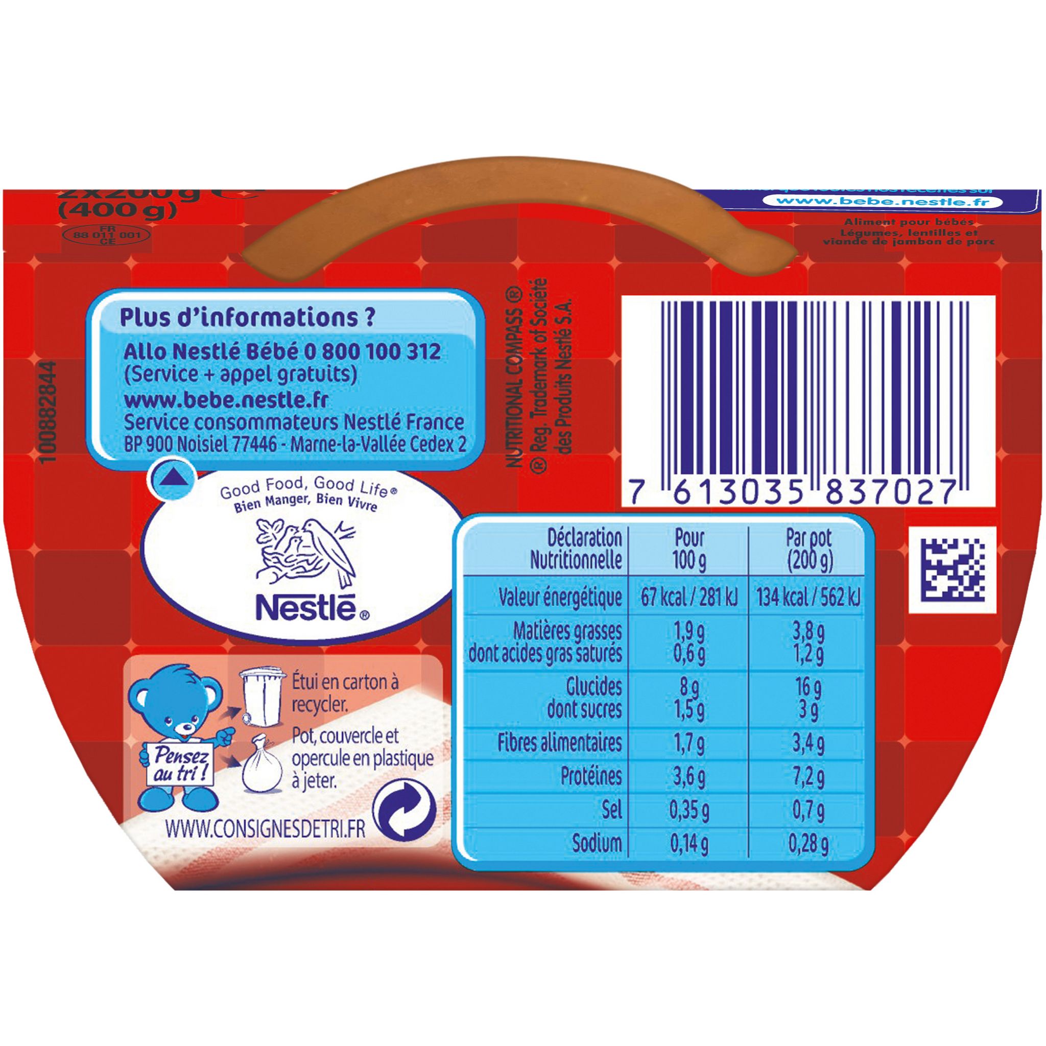 Voir la diapositive 12 : NESTLE P'tite recette bol lentilles vertes et jambon dès 12 mois 2x200g