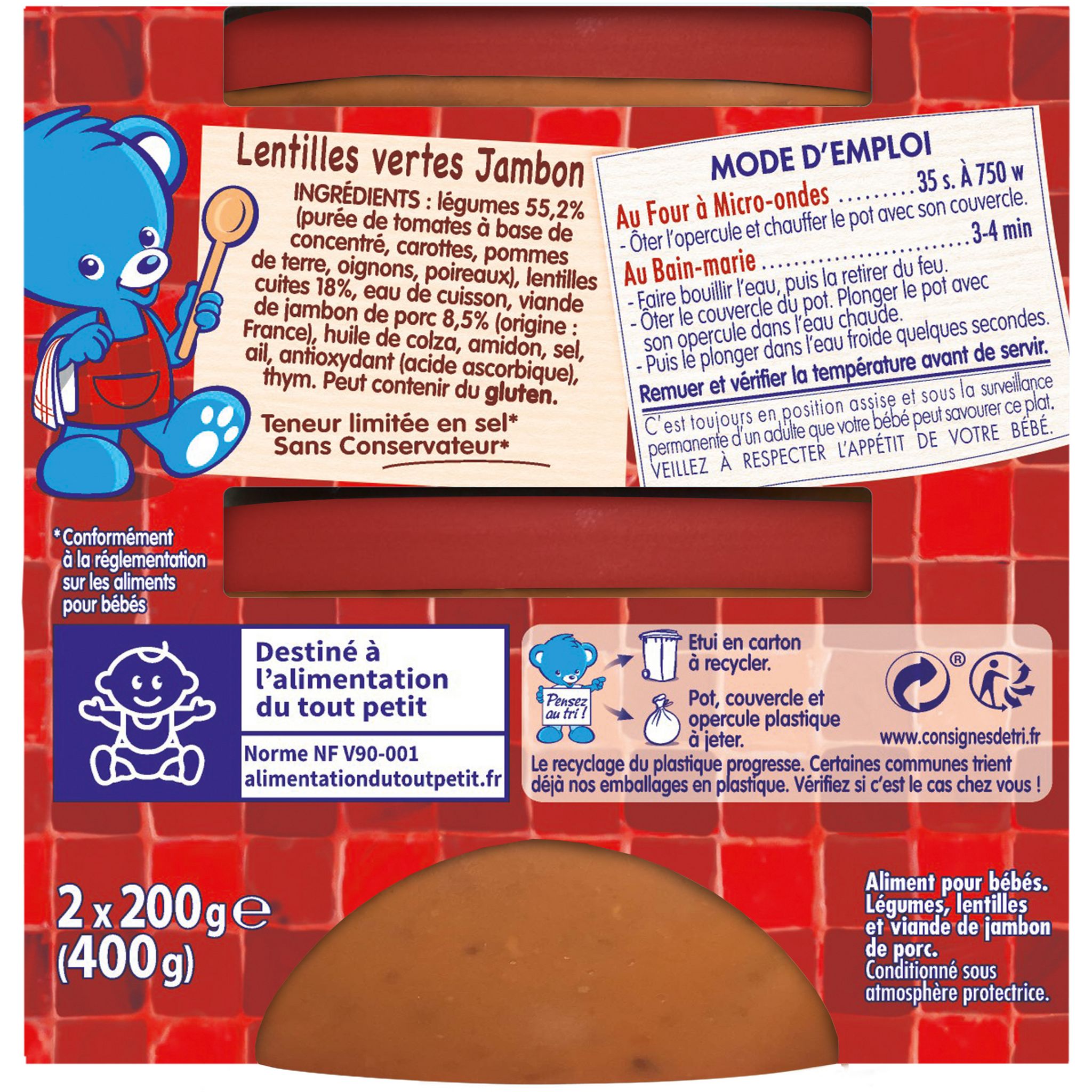 Voir la diapositive 13 : NESTLE P'tite recette bol lentilles vertes et jambon dès 12 mois 2x200g