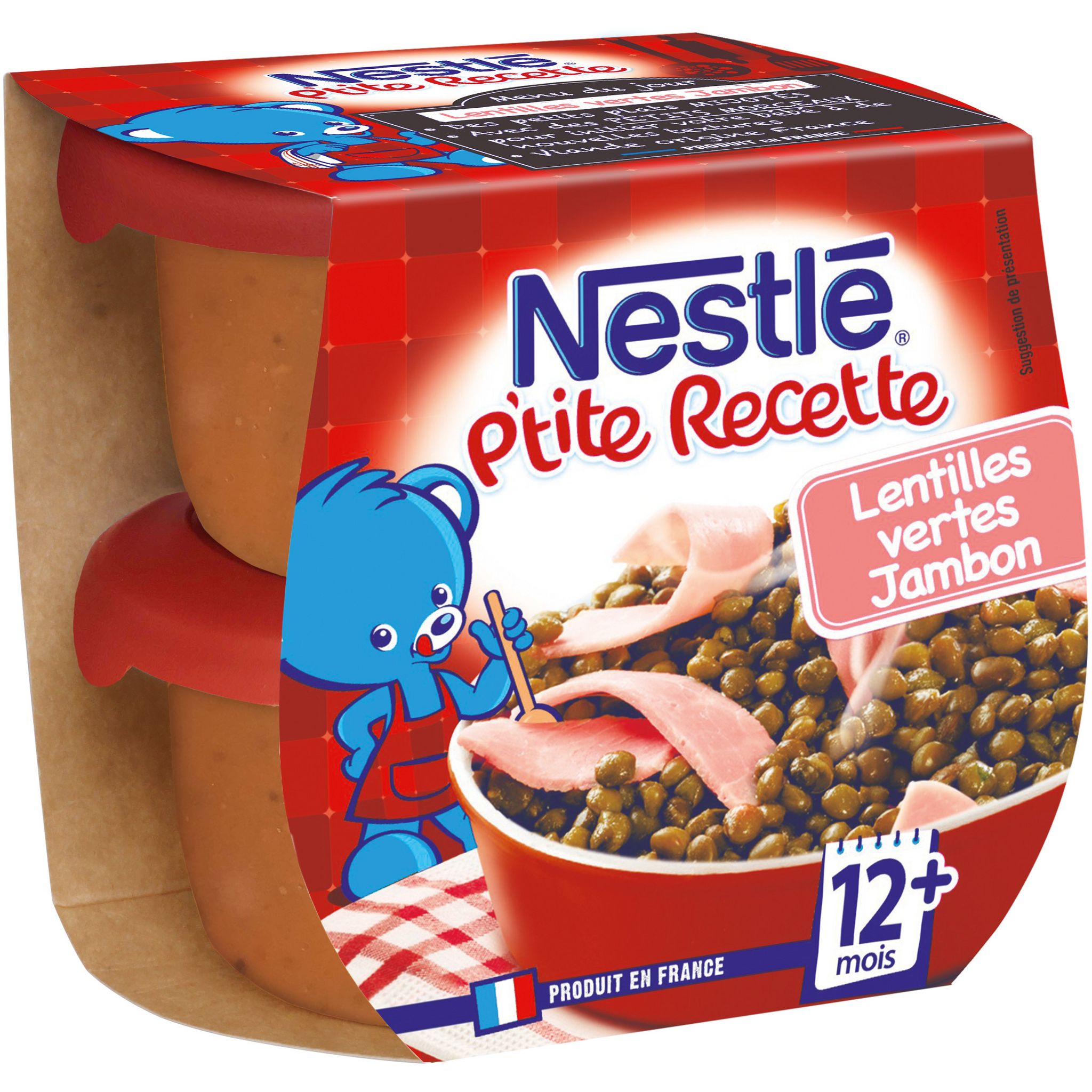 Voir la diapositive 4 : NESTLE P'tite recette bol lentilles vertes et jambon dès 12 mois 2x200g