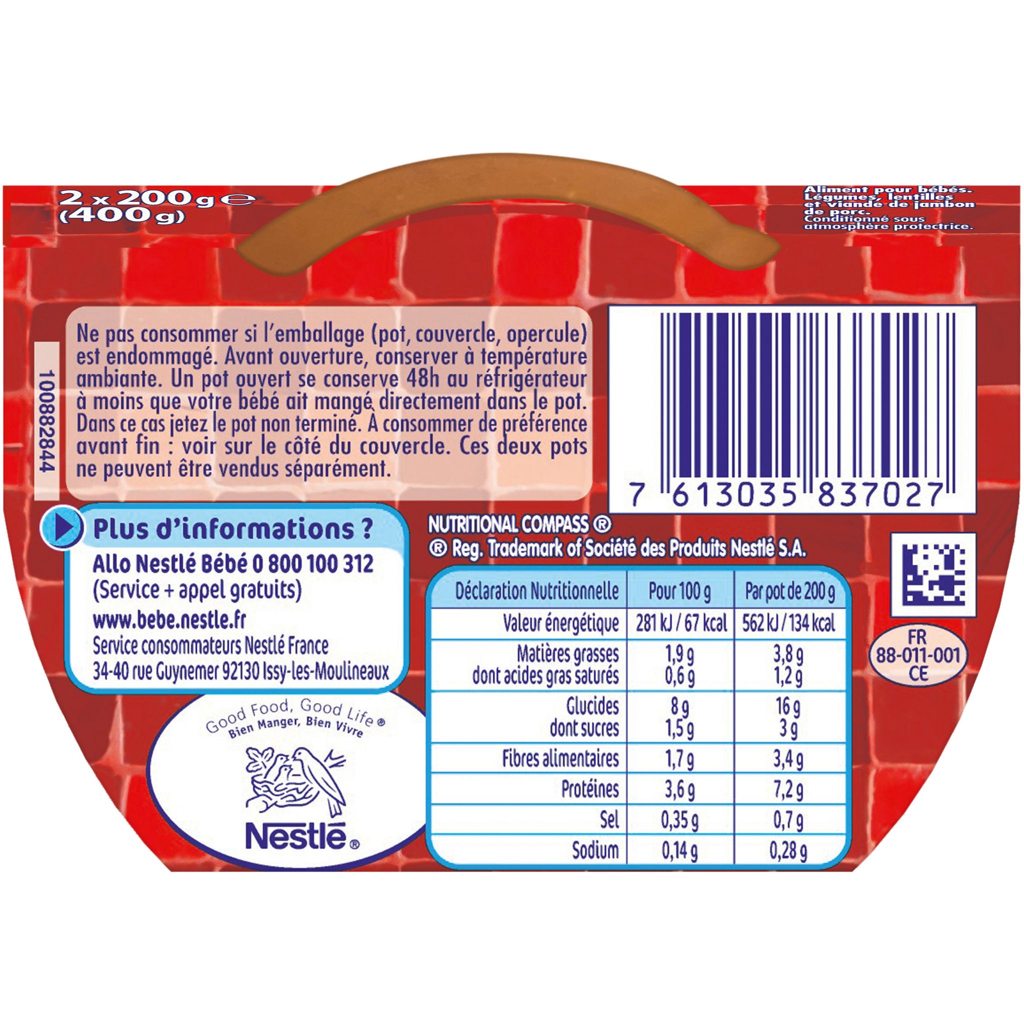 Voir la diapositive 5 : NESTLE P'tite recette bol lentilles vertes et jambon dès 12 mois 2x200g