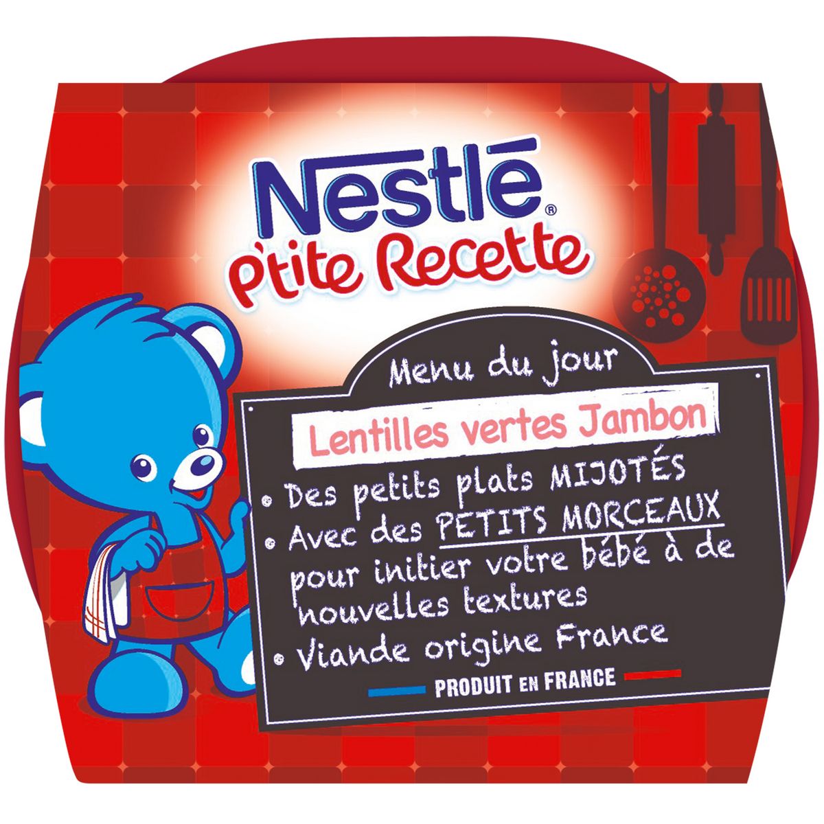 NESTLE P'tite recette bol lentilles vertes et jambon dès 12 mois 2x200g