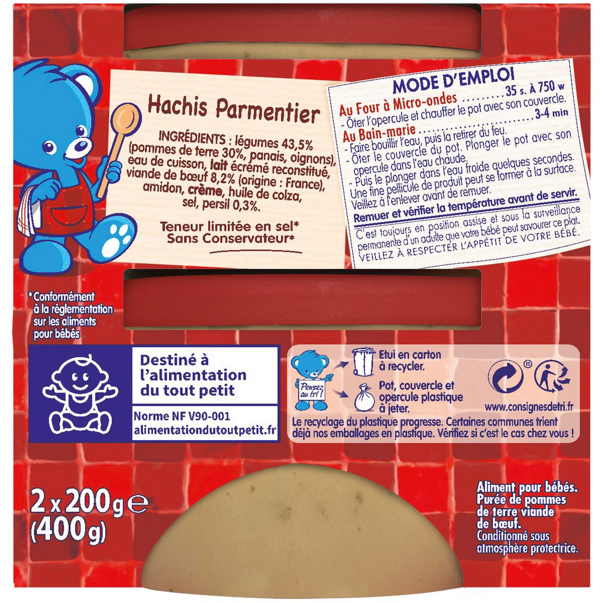 NESTLE P'tite recette bol hachis parmentier dès 8 mois 2x200g