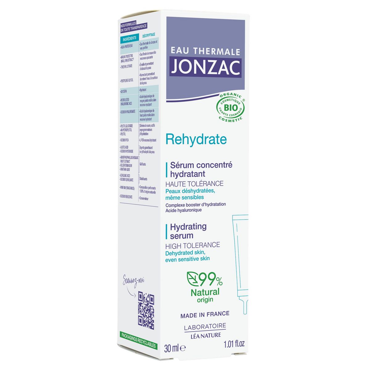 JONZAC Rehydrate Sérum concentré hydratant bio 30ml