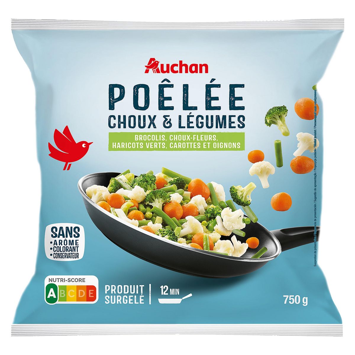 AUCHAN Poêlée choux et légumes 5 portions 750g
