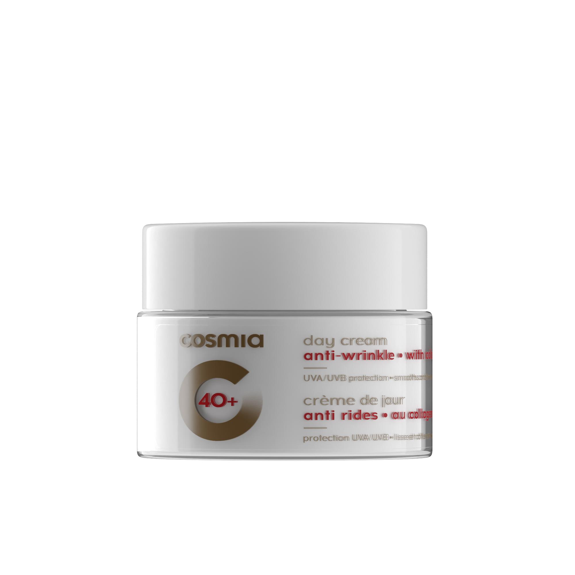 Voir la diapositive 2 : COSMIA 40+ Crème de jour anti rides au collagène 50ml