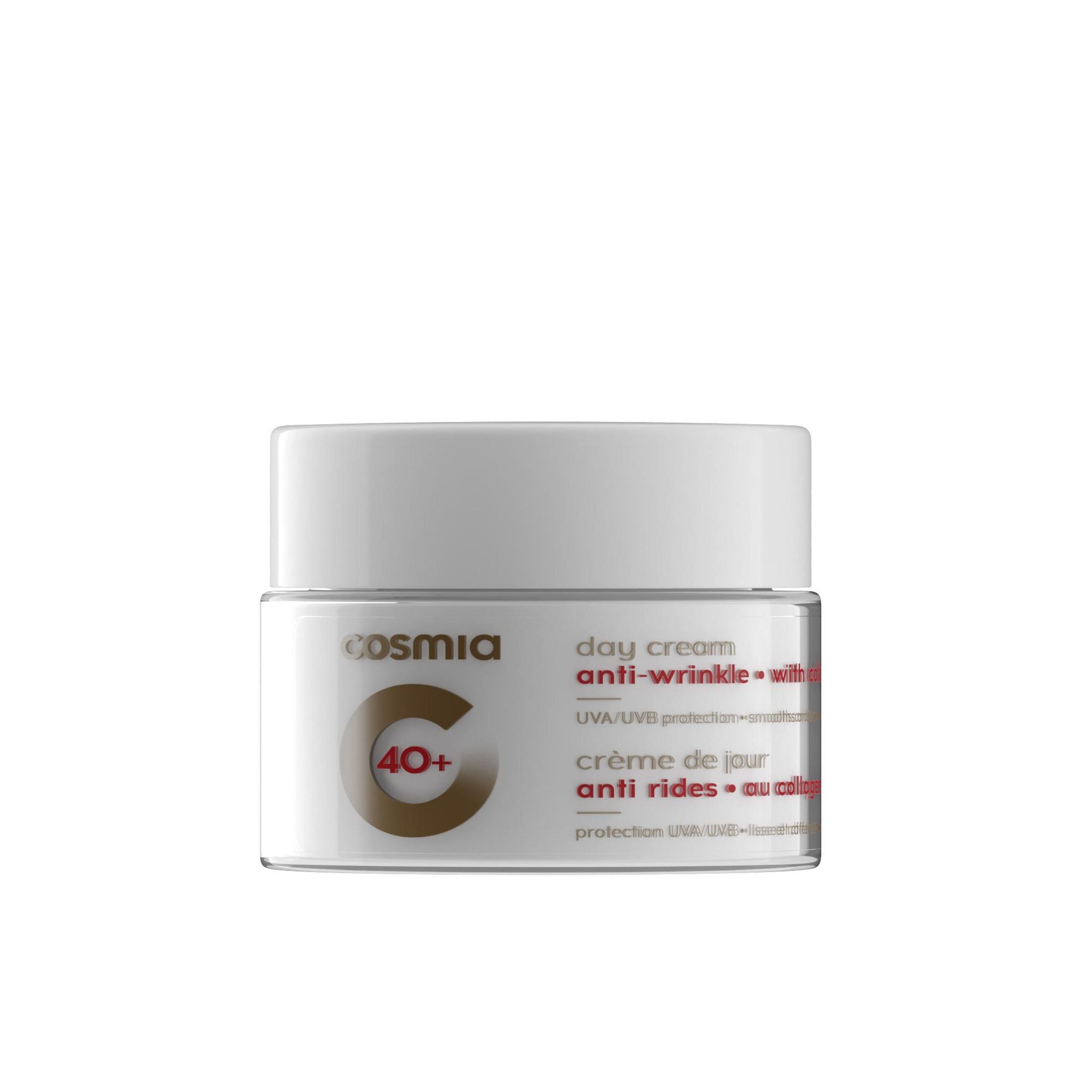 Voir la diapositive 2 : COSMIA 40+ Crème de jour anti rides au collagène 50ml