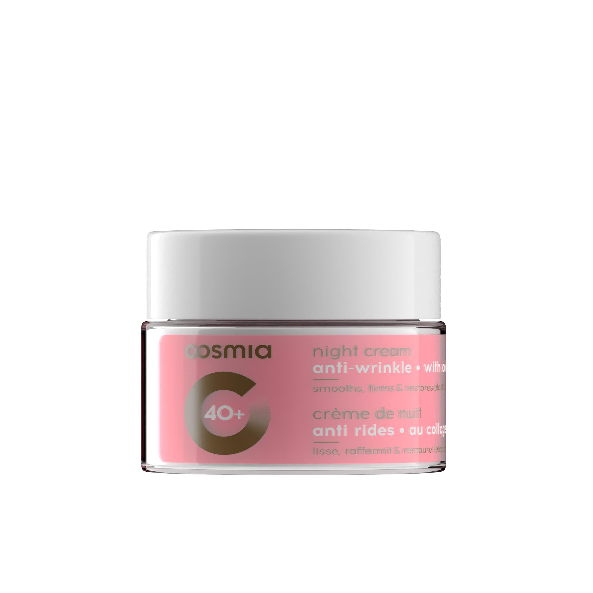 Voir la diapositive 2 : COSMIA 40+ crème de nuit anti rides au collagène 50ml