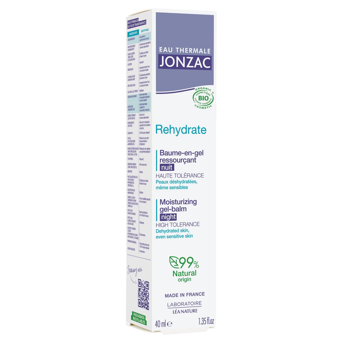 JONZAC Rehydrate Baume en gel ressourçant nuit bio 40ml