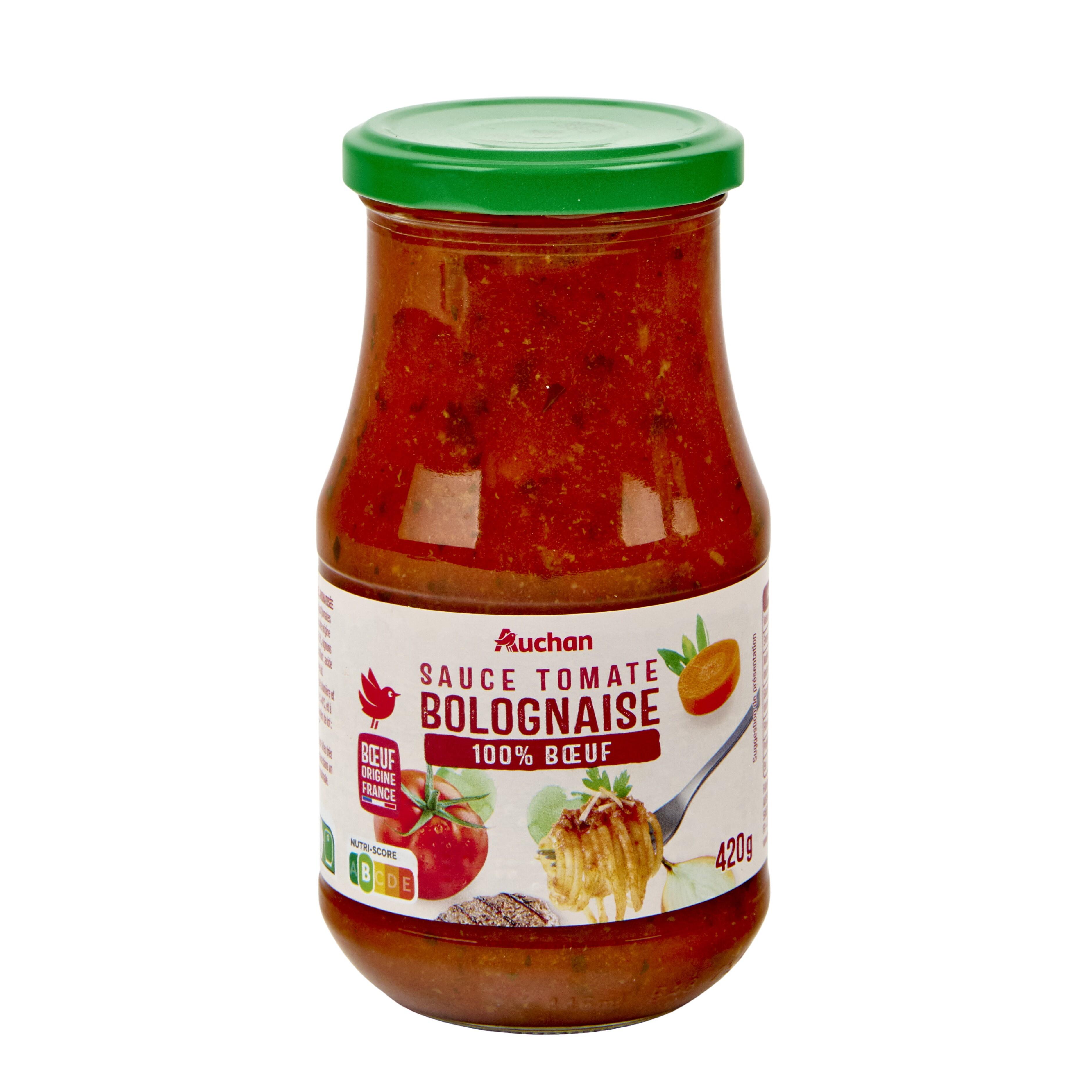 Voir la diapositive 2 : AUCHAN Sauce bolognaise origine France en bocal 420g