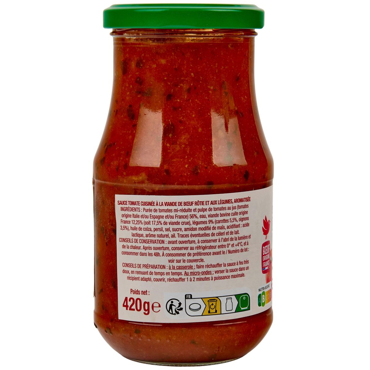 AUCHAN Sauce bolognaise origine France en bocal 420g