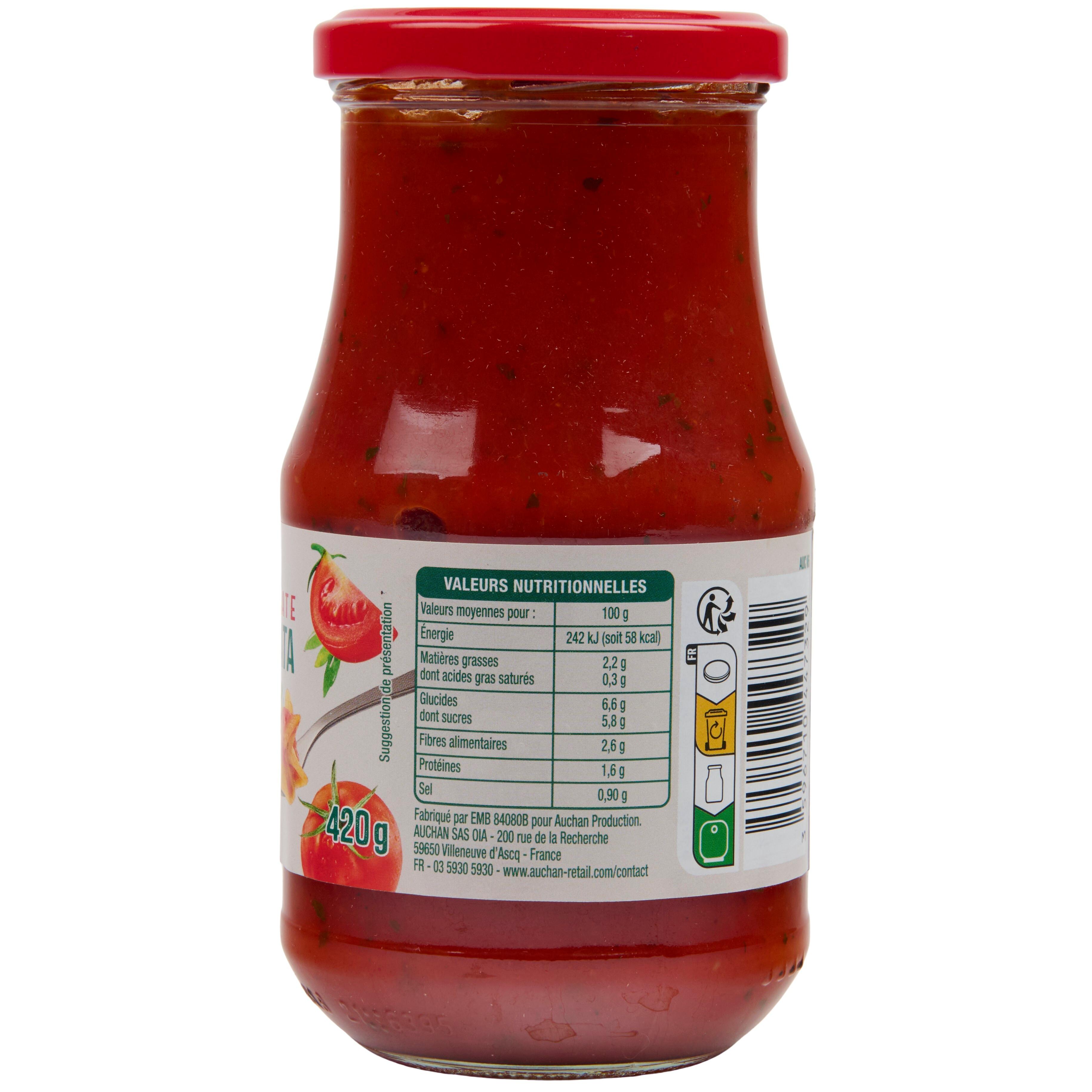 Voir la diapositive 2 : AUCHAN Sauce tomate Arrabbiata 420g