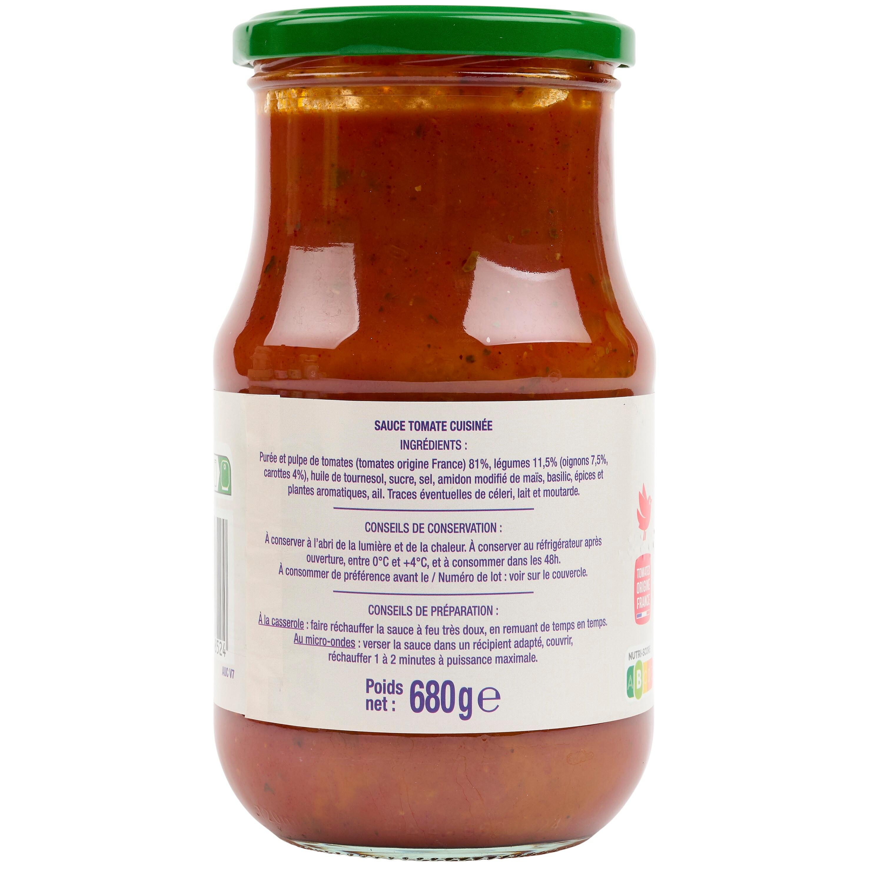 Voir la diapositive 3 : AUCHAN Sauce tomate cuisinée origine France en bocal 680g