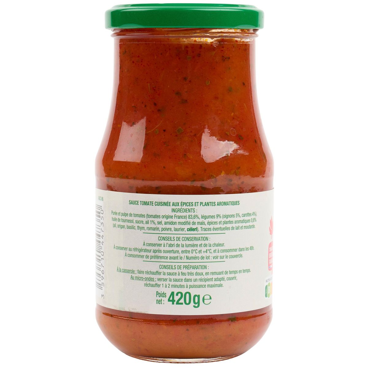 AUCHAN Sauce tomate provençale origine France en bocal 420g