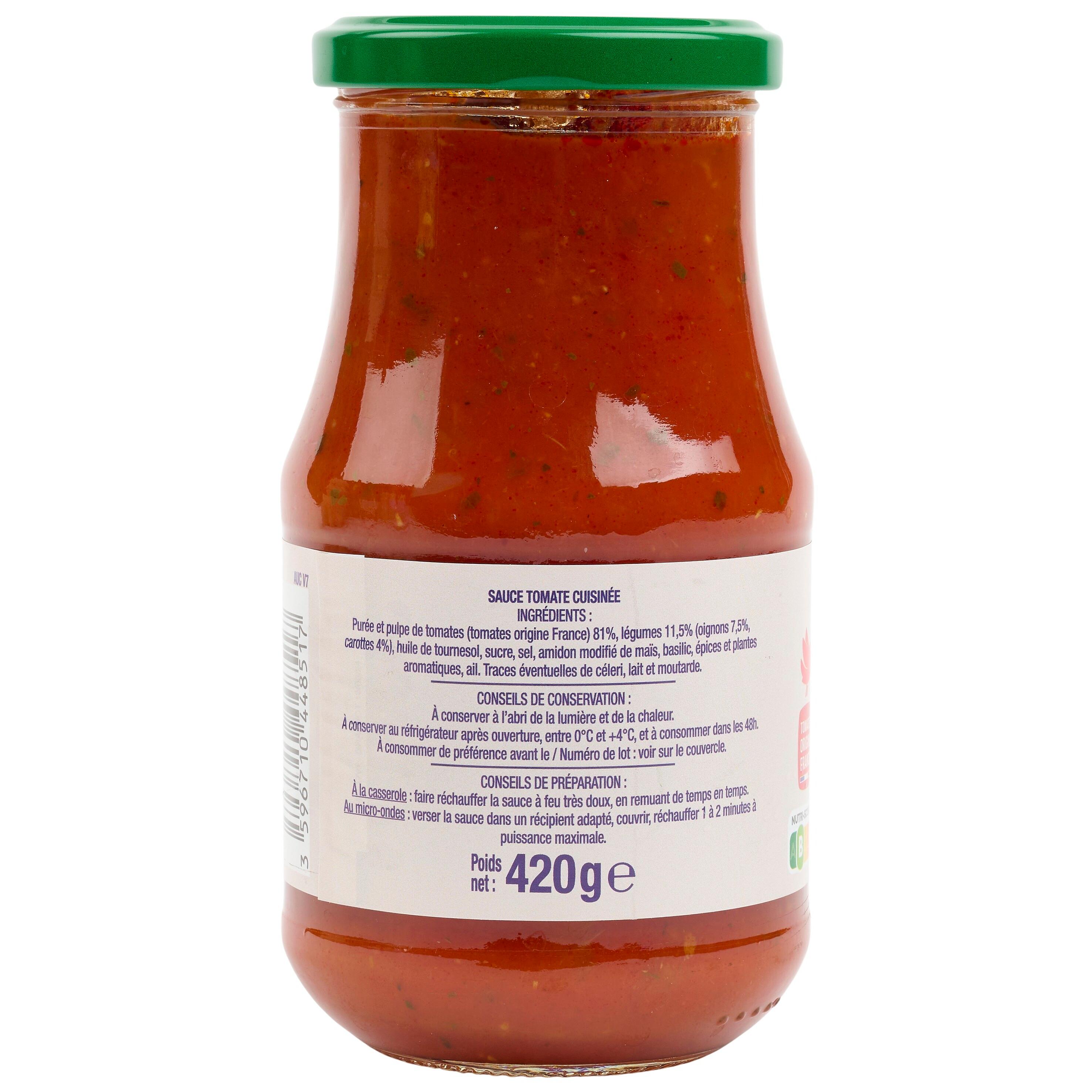 Voir la diapositive 3 : AUCHAN Sauce tomate cuisinée origine France en bocal 420g