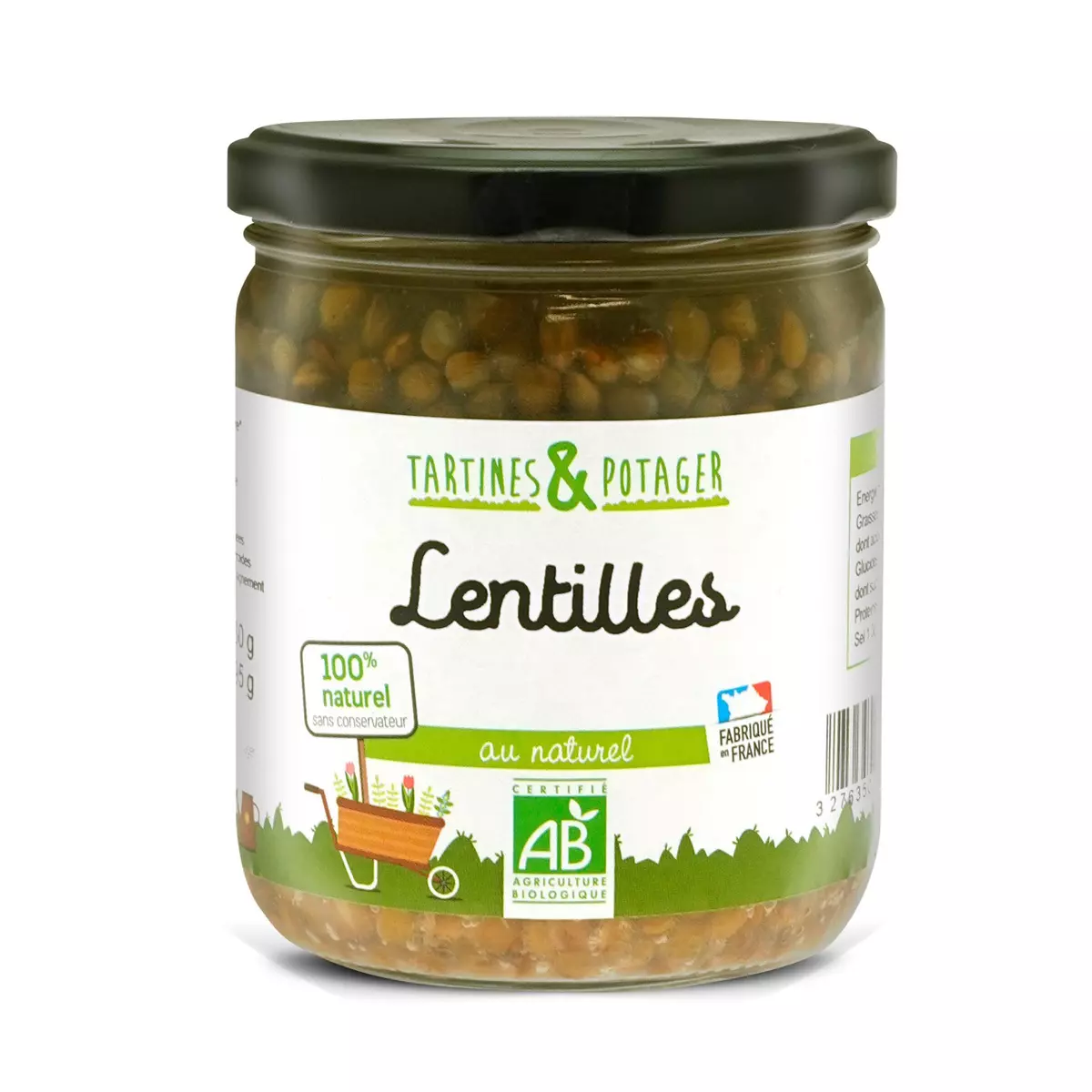 TARTINES & POTAGER Lentilles bio 100% naturel sans conservateur fabrication française 395g