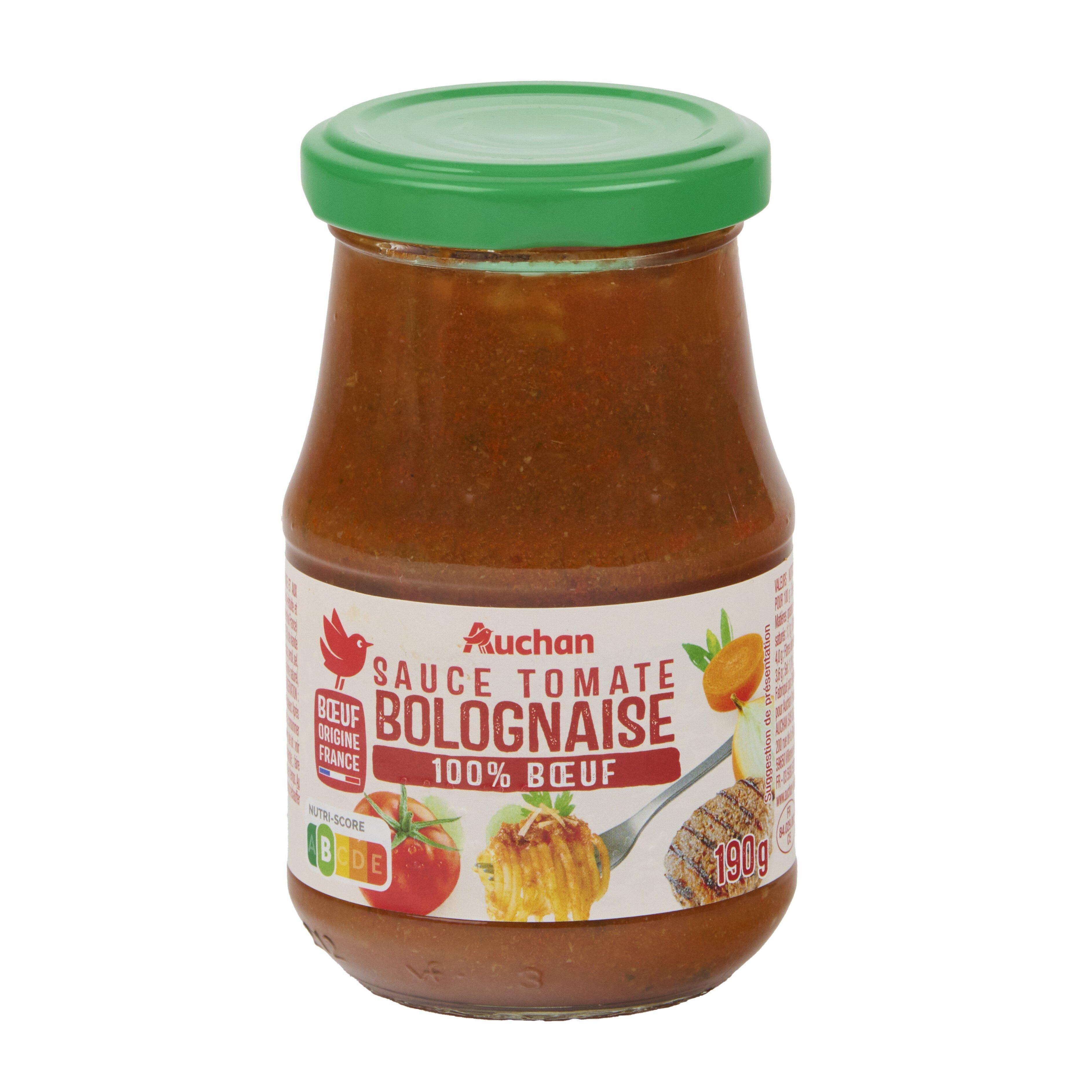 Voir la diapositive 2 : AUCHAN Sauce bolognaise origine France en bocal 190g