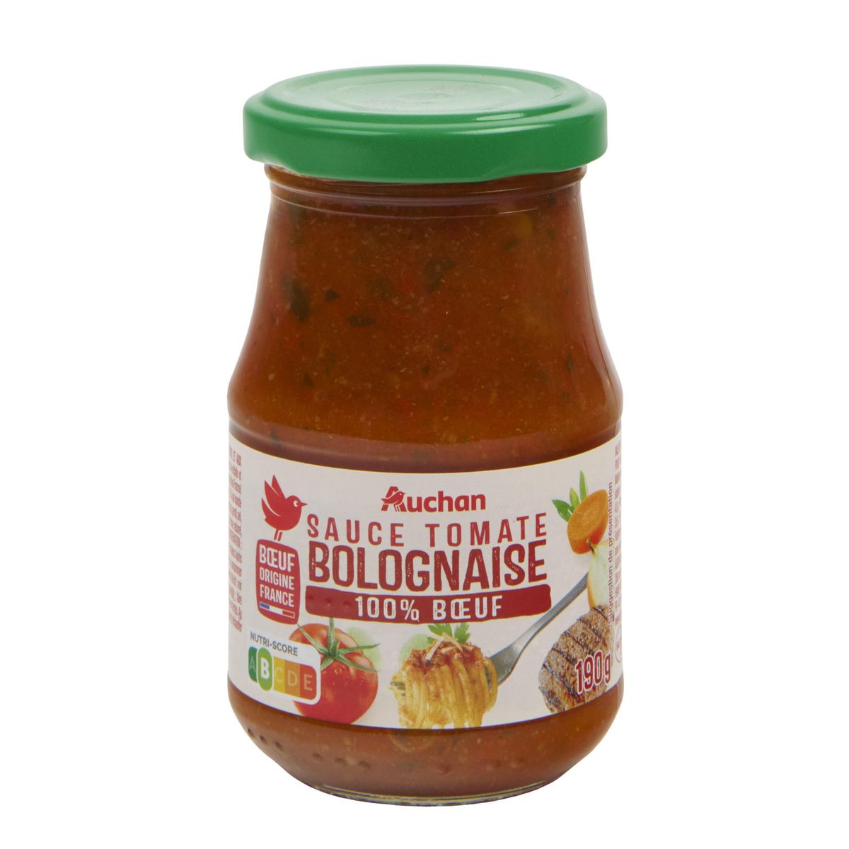 AUCHAN Sauce bolognaise origine France en bocal 190g