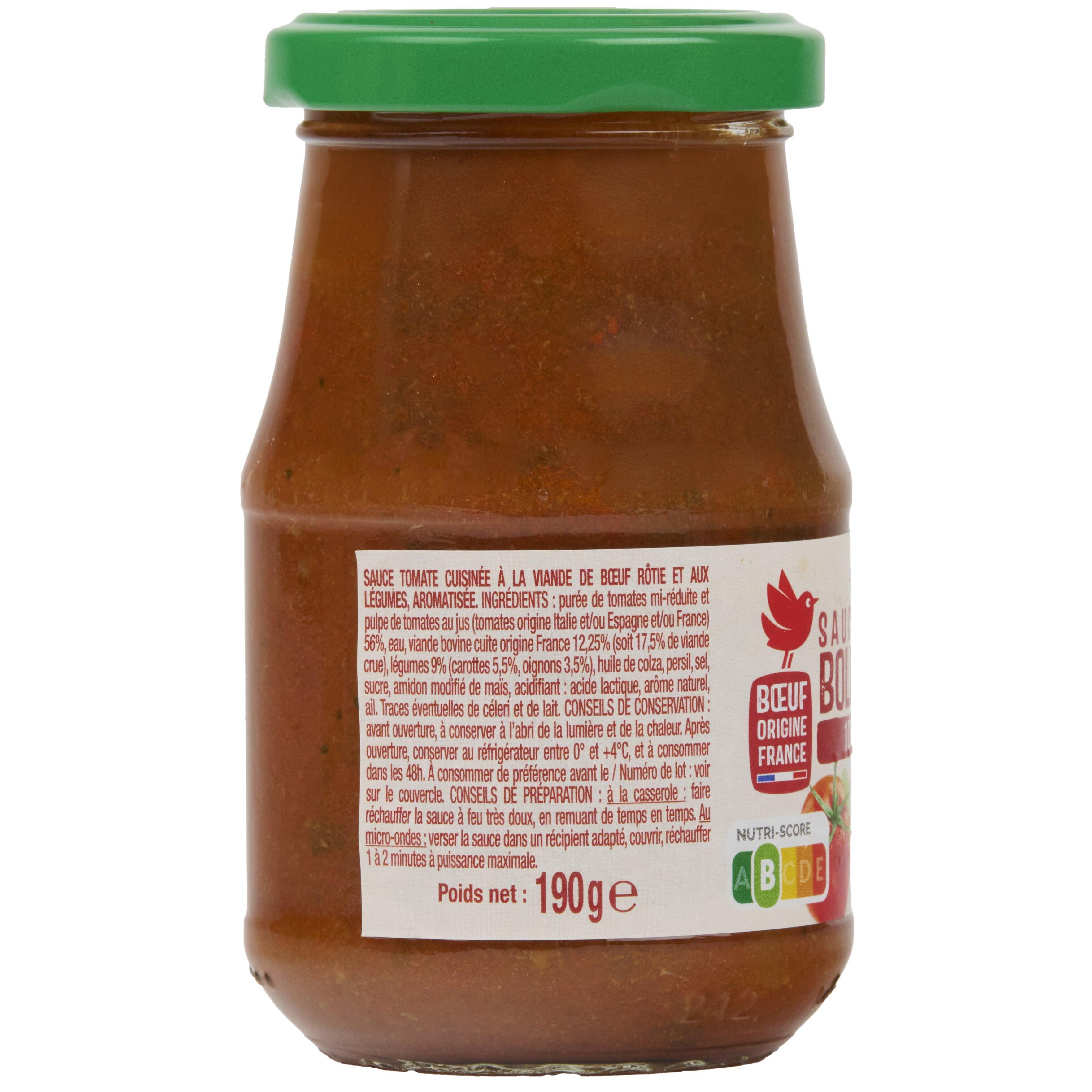 Voir la diapositive 3 : AUCHAN Sauce bolognaise origine France en bocal 190g