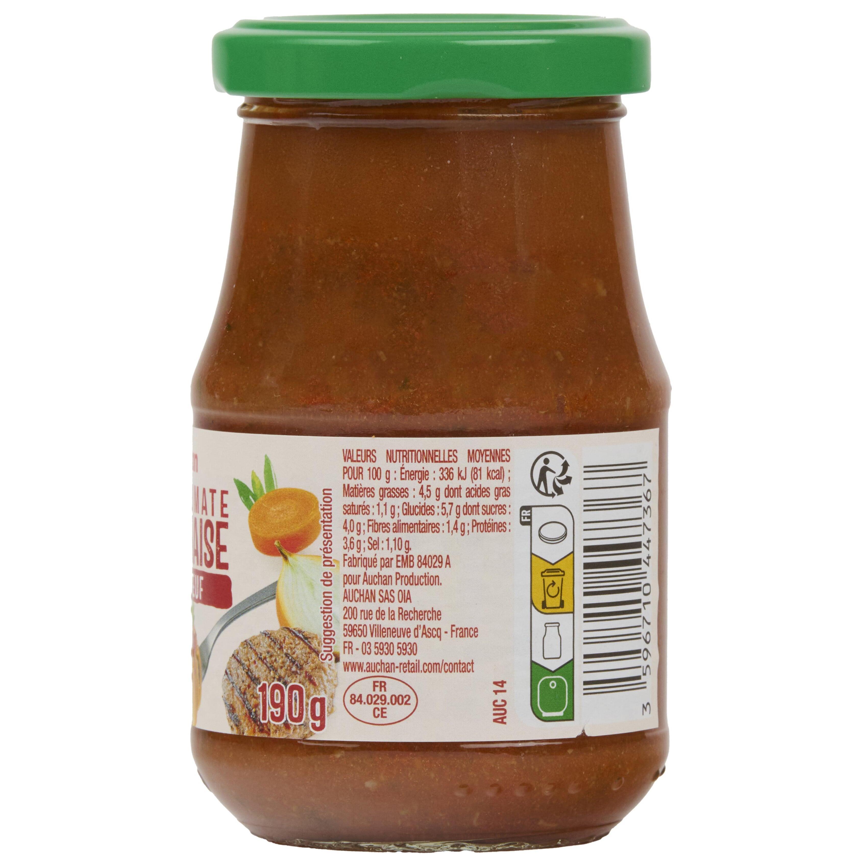 Voir la diapositive 4 : AUCHAN Sauce bolognaise origine France en bocal 190g