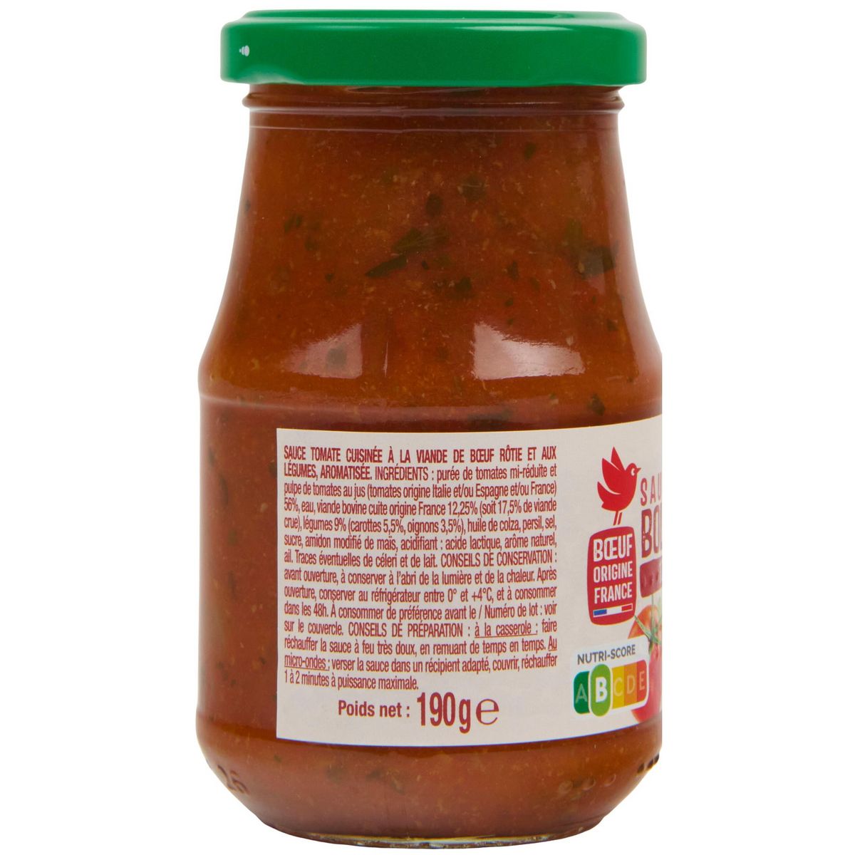 AUCHAN Sauce bolognaise origine France en bocal 190g