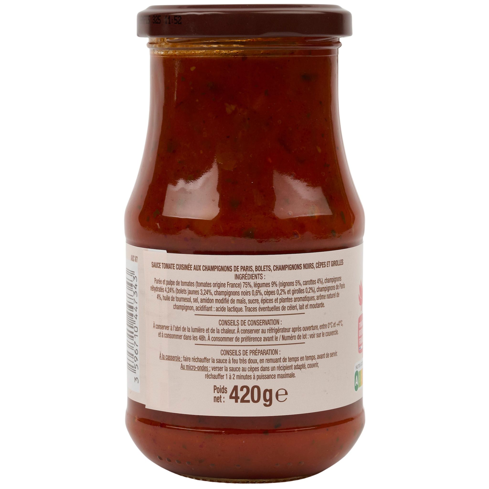 Voir la diapositive 3 : AUCHAN Sauce tomate forestière, en bocal 420g