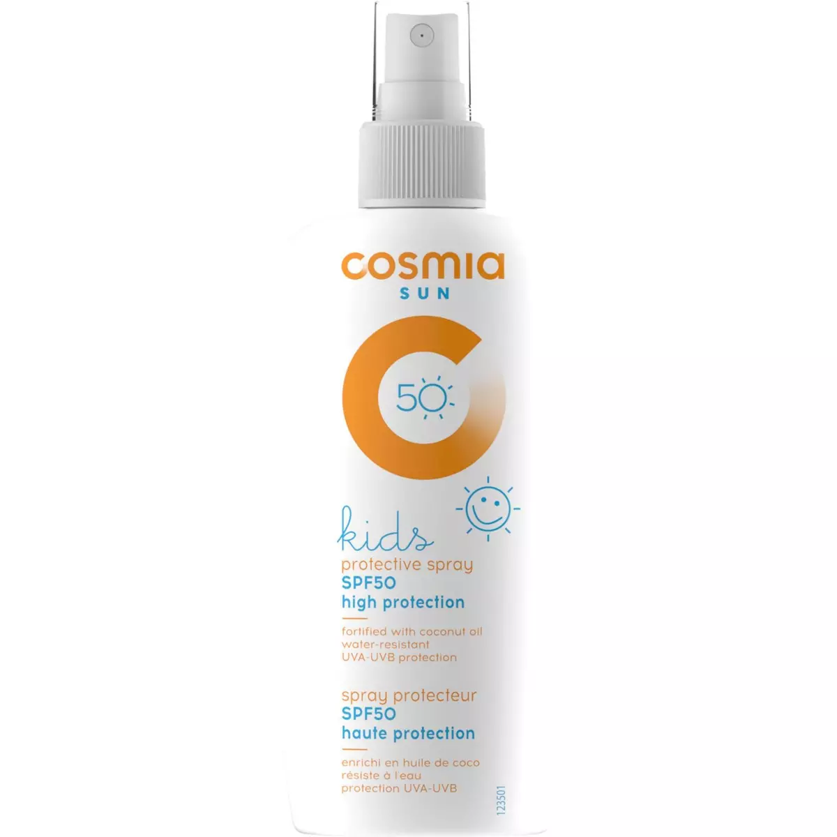 COSMIA SUN Sun spray solaire enfants coco résiste à l'eau haute protection SPF50 200ml