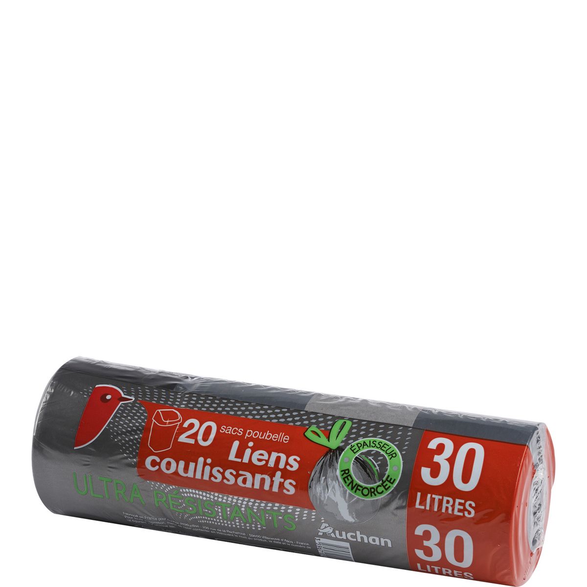 AUCHAN Sacs poubelle liens coulissants 30l 20 sacs