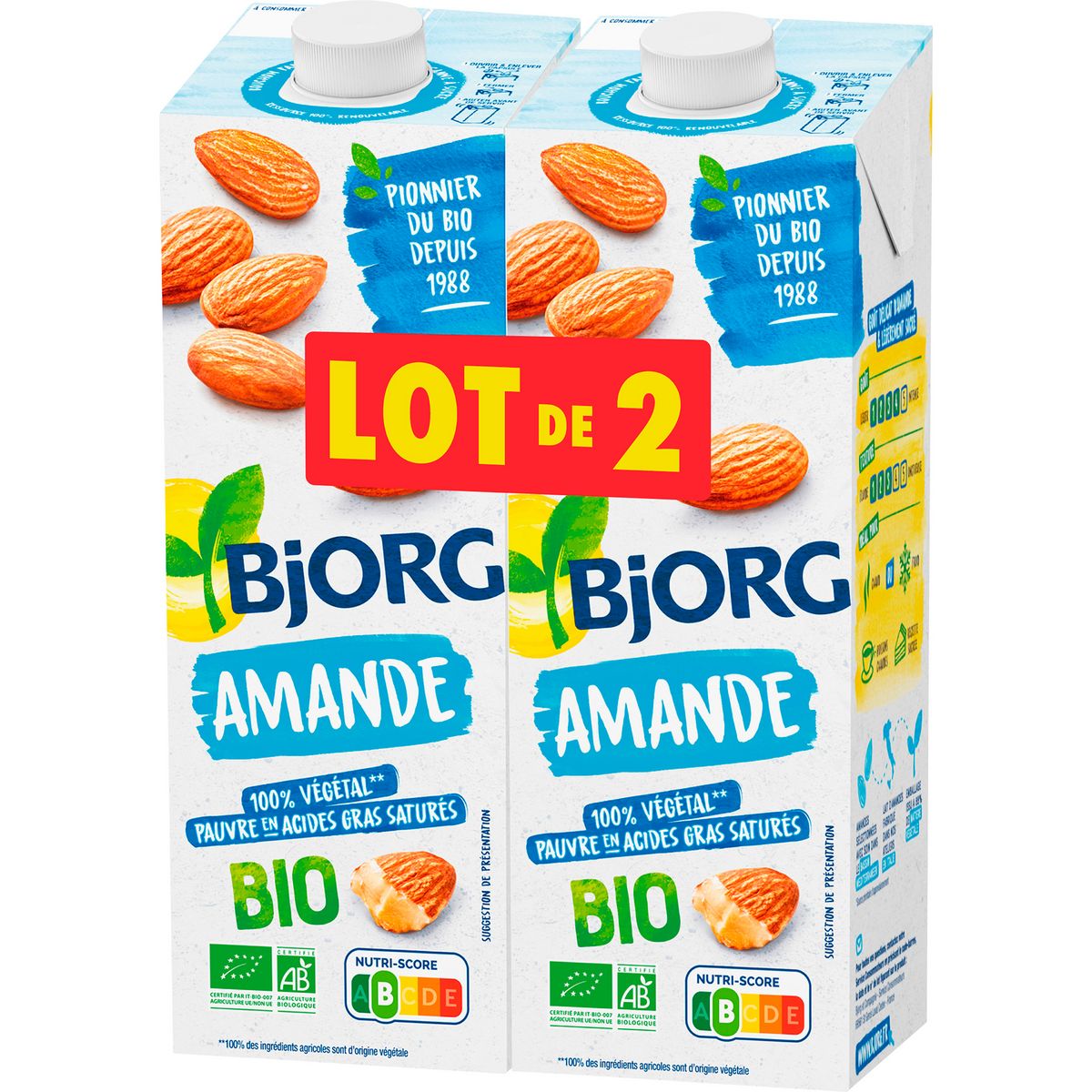 BJORG Lait d'amande bio  2x1l