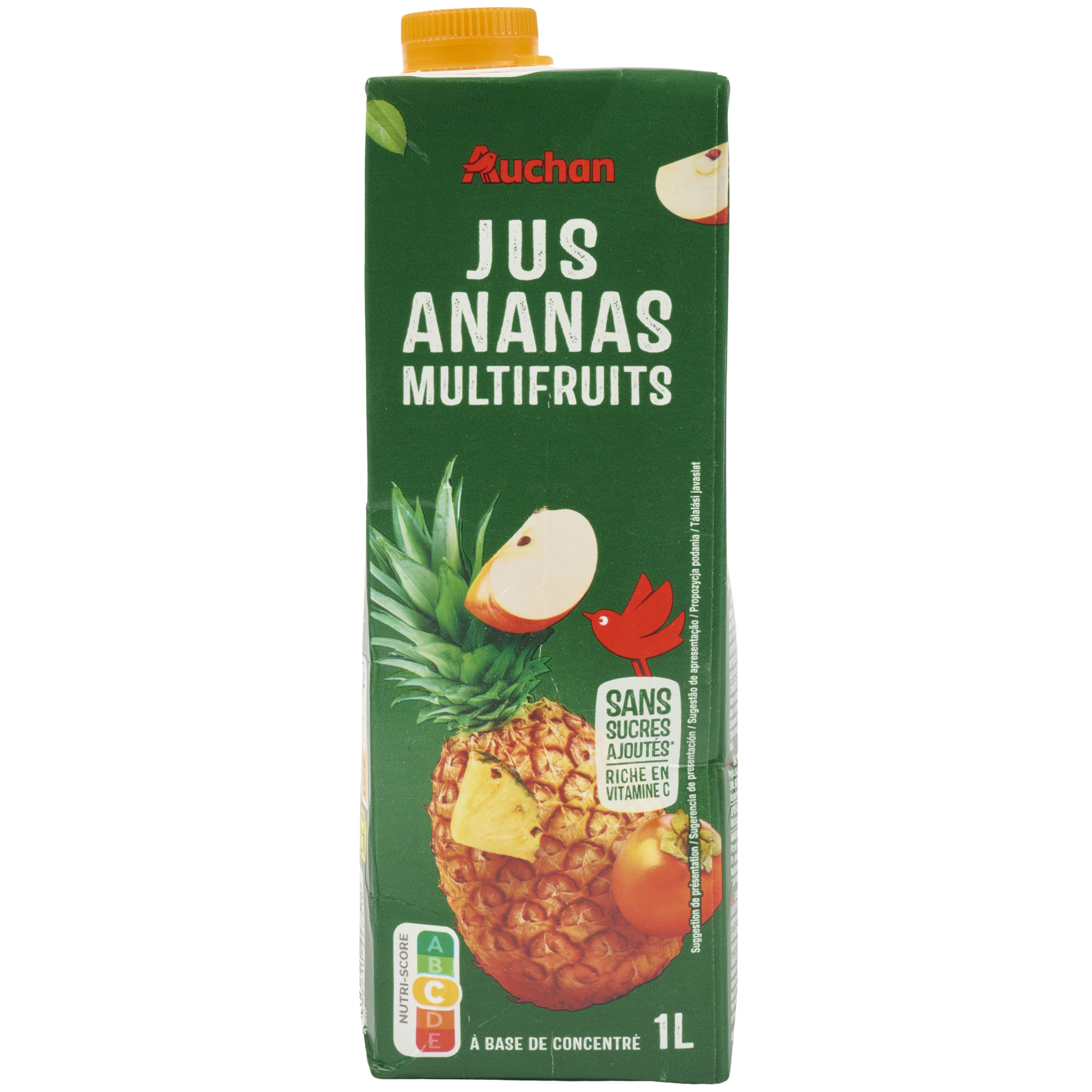 Voir la diapositive 2 : AUCHAN Jus ananas et multi fruits à base de concentré brique 1l