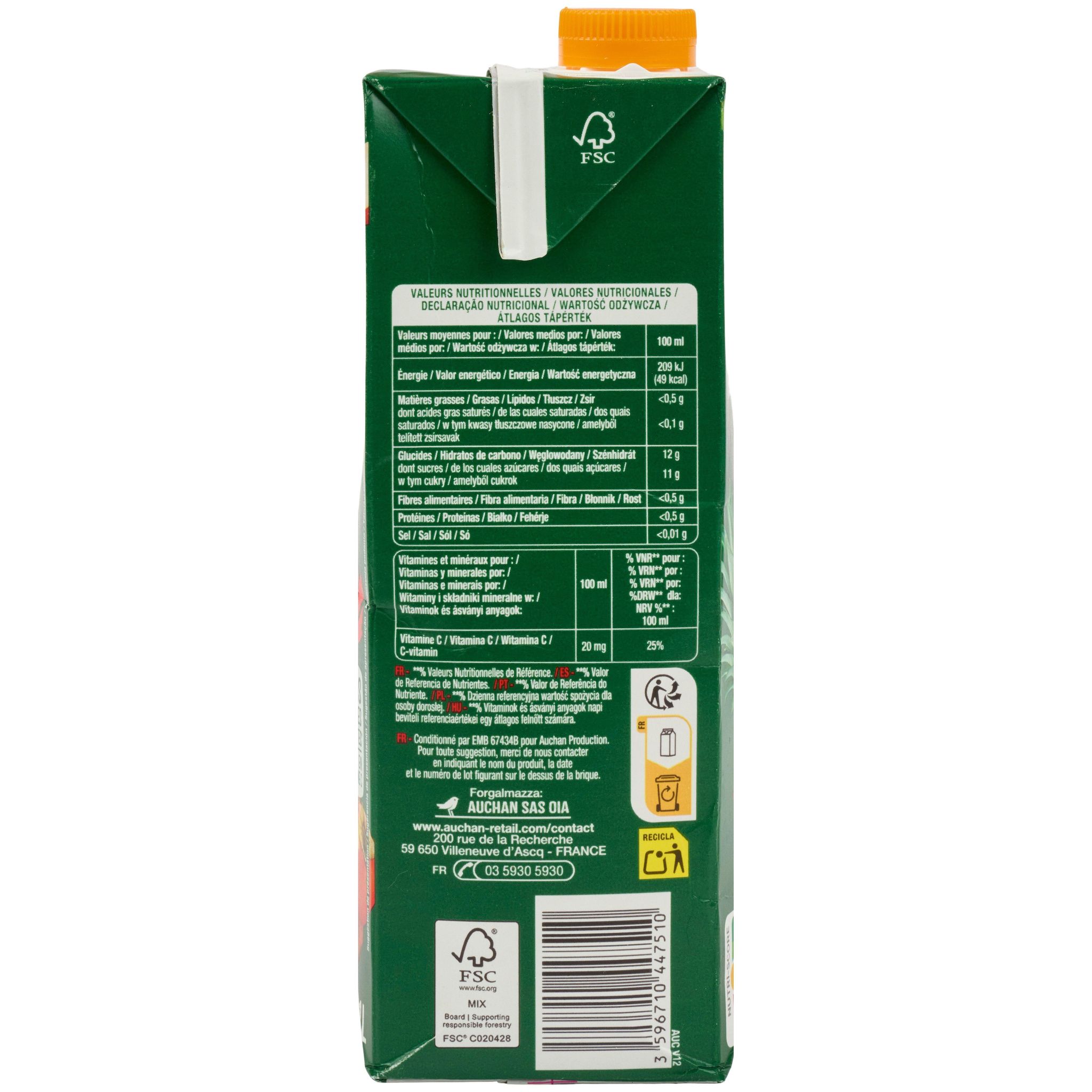 Voir la diapositive 3 : AUCHAN Jus ananas et multi fruits à base de concentré brique 1l