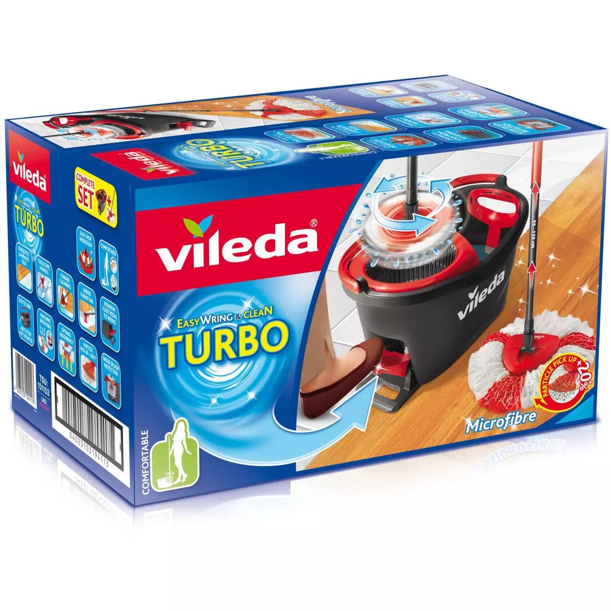 Vileda Easy Wring & Clean Turbo balai avec seau à pédale - Pack
