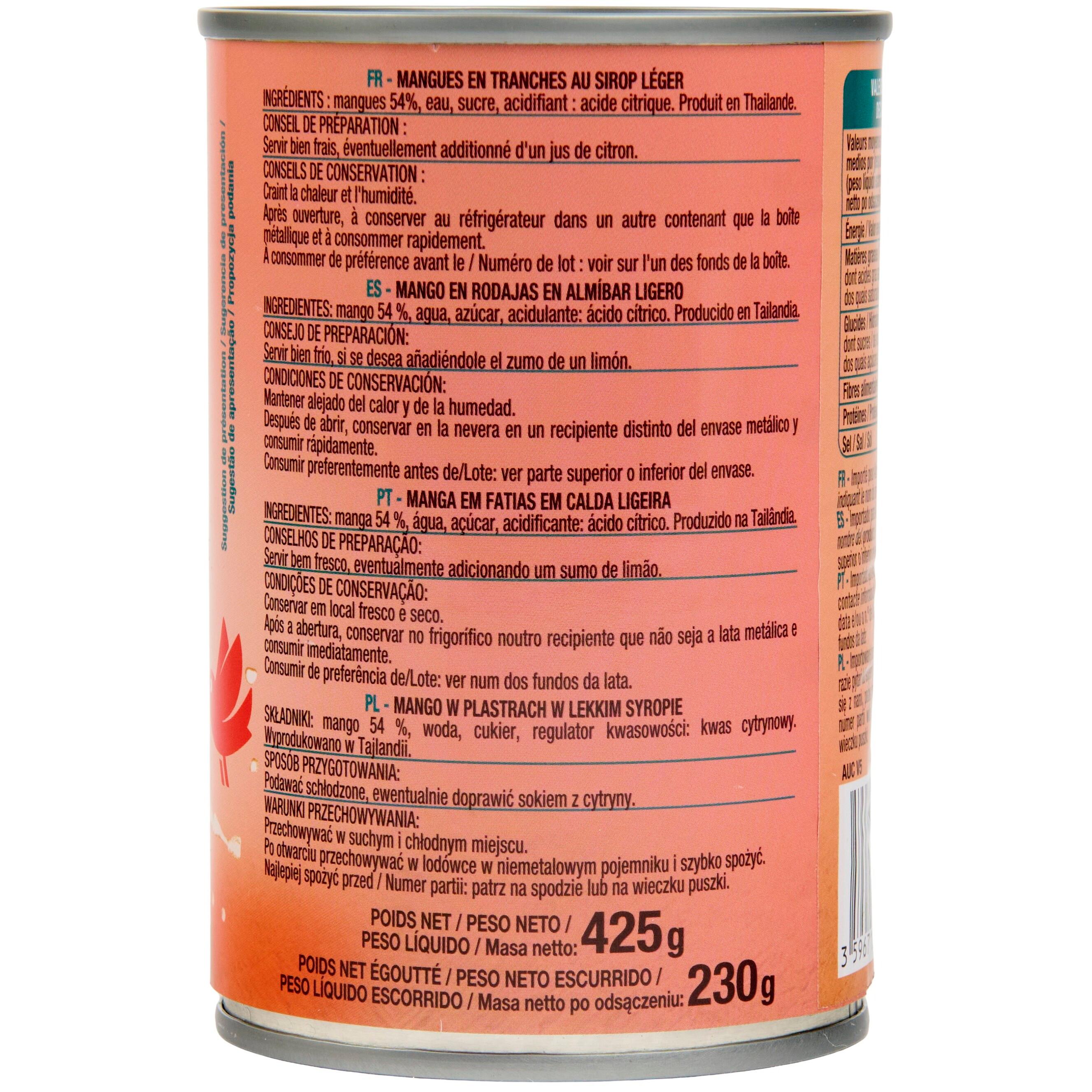 Voir la diapositive 3 : AUCHAN Mangue au sirop 230g