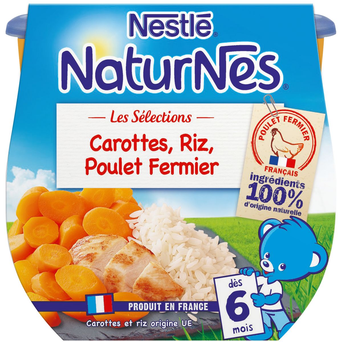 NESTLE Naturnes bol carottes riz et poulet fermier dès 6 mois 2x190g