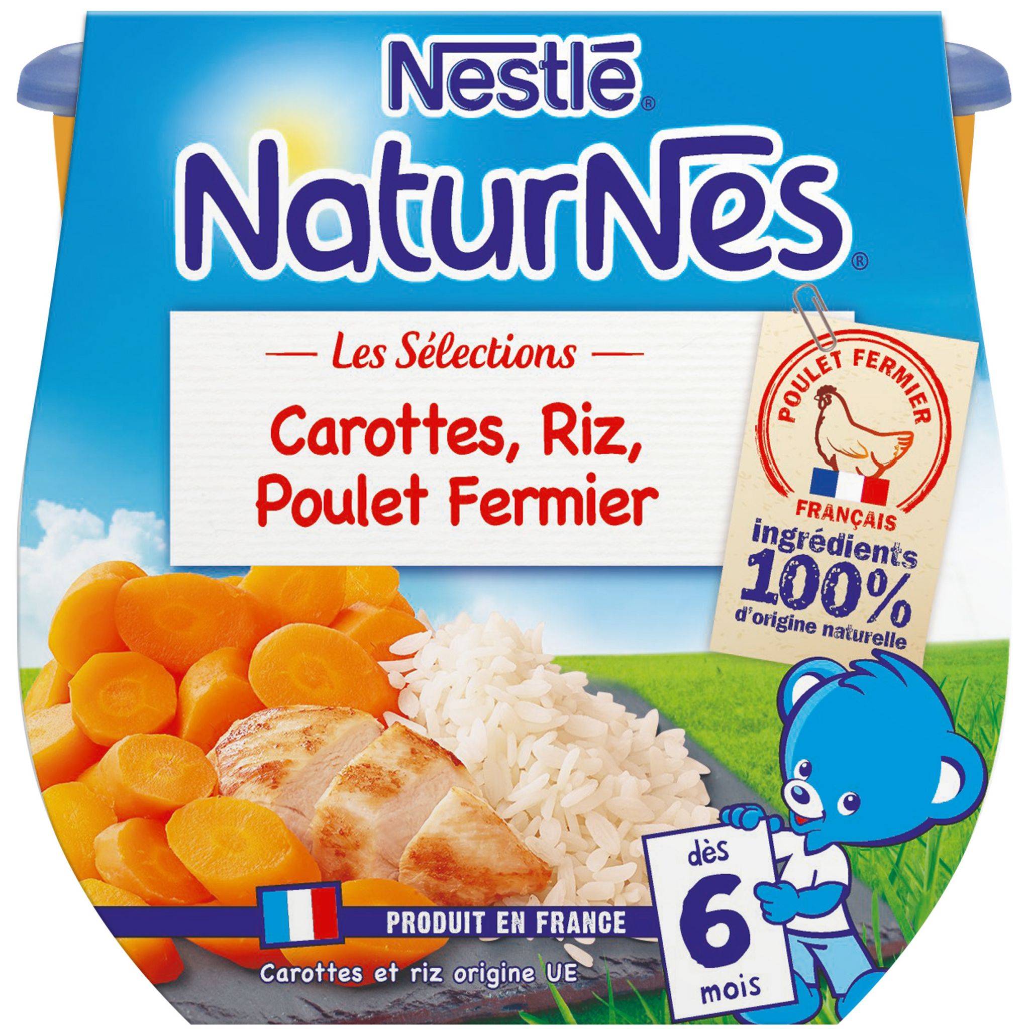 Voir la diapositive 2 : NESTLE Naturnes bol carottes riz et poulet fermier dès 6 mois 2x190g
