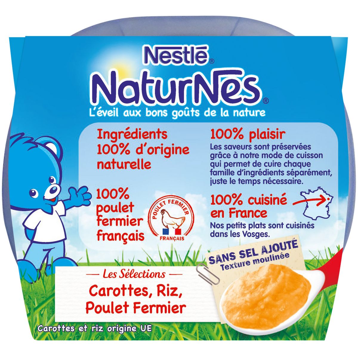 NESTLE Naturnes bol carottes riz et poulet fermier dès 6 mois 2x190g