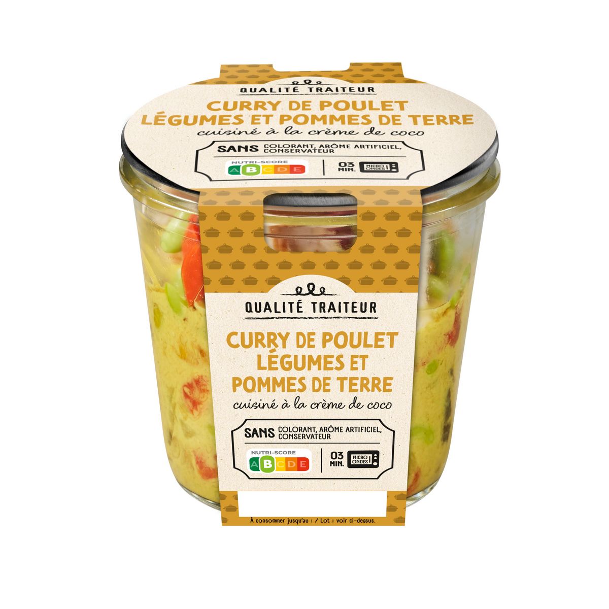 Curry d'émincés poulet au lait de coco et légumes 280g