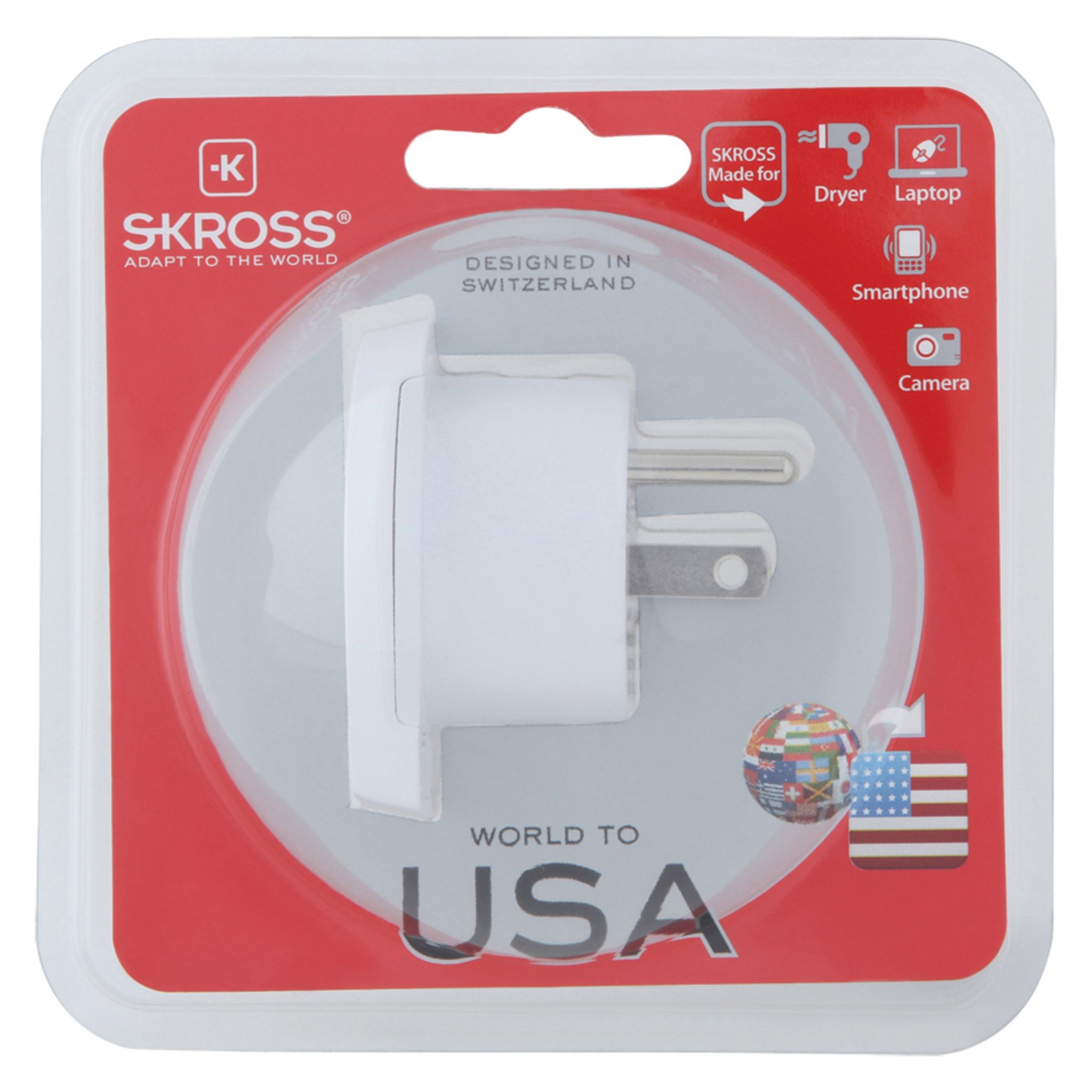 Voir la diapositive 2 : SKROSS Adaptateur secteur de voyage Europe vers USA