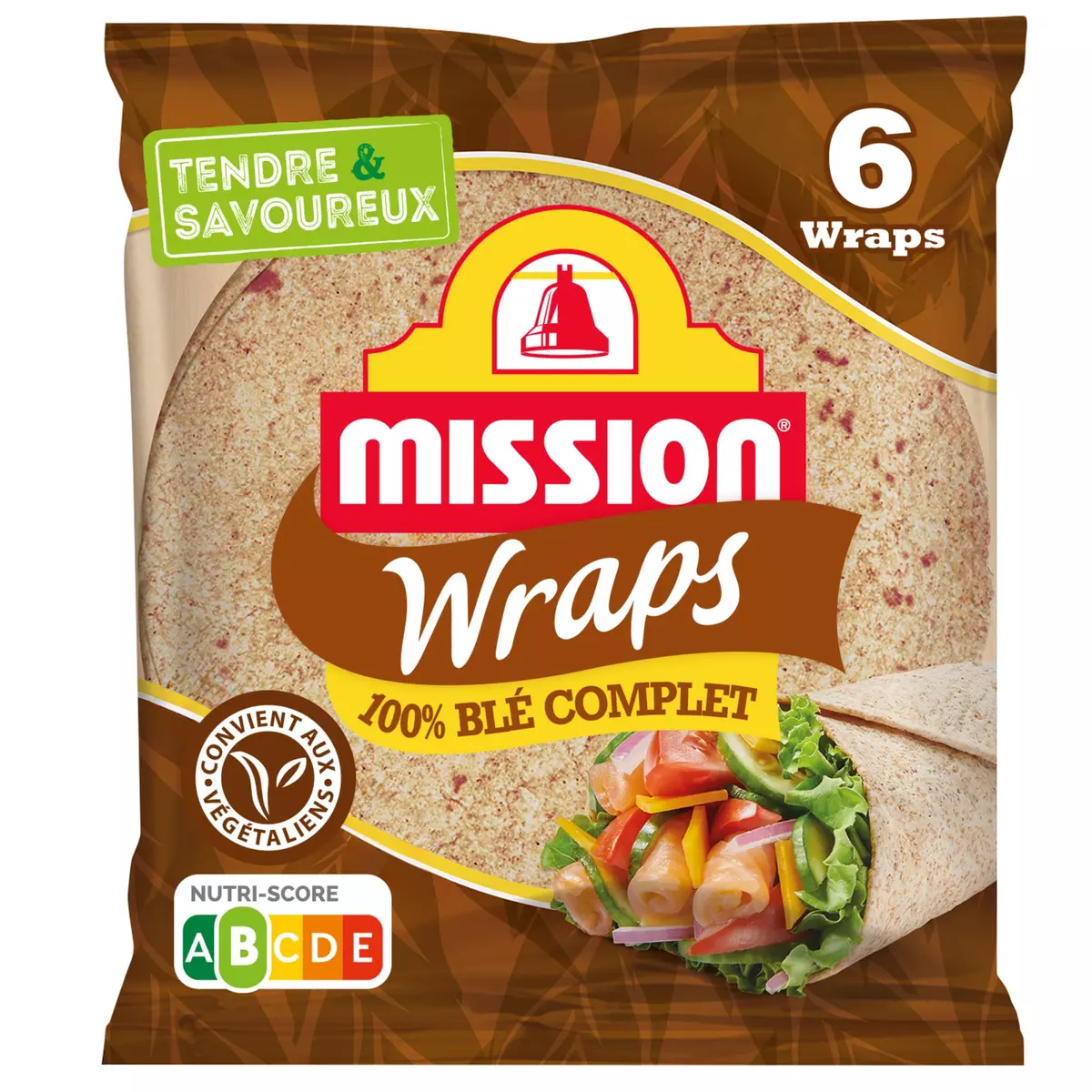 MISSION Wraps au blé complet 6 wraps 370g