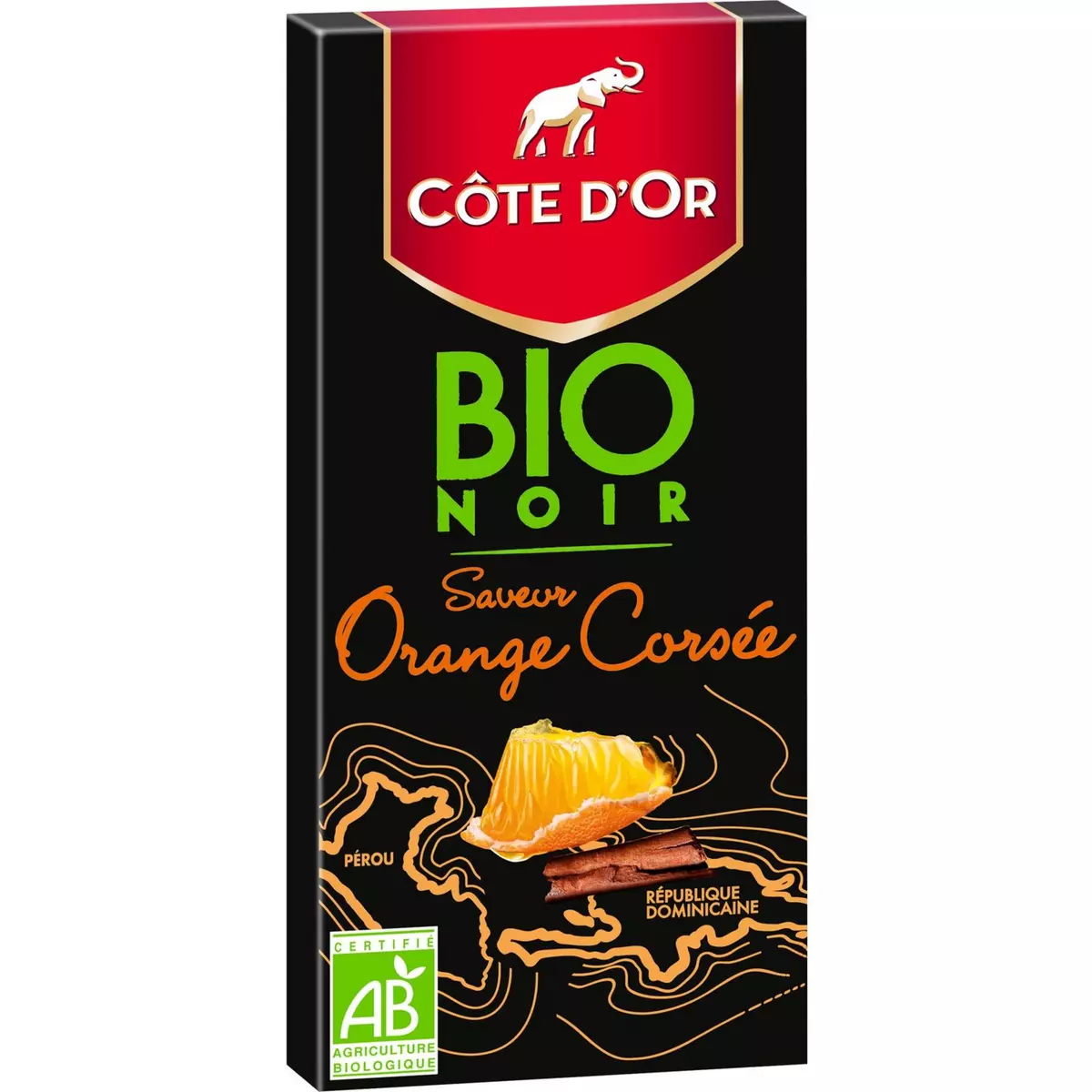 COTE D'OR Tablette de chocolat noir bio saveur orange corsée 1 pièce 90g