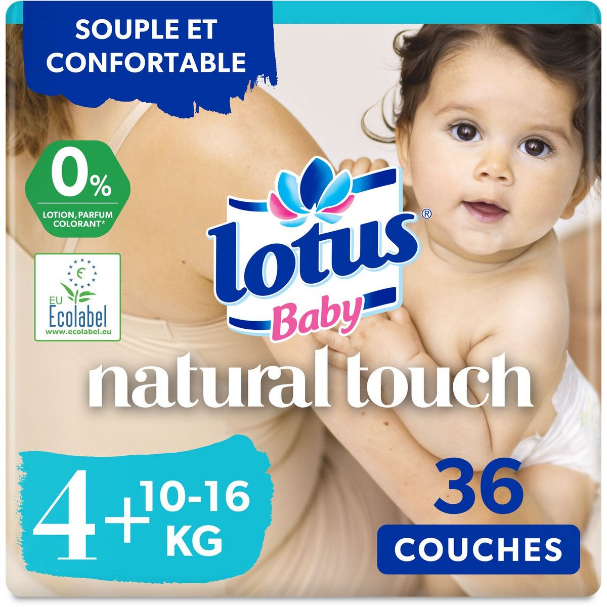 LOTUS BABY Natural touch couches taille 4+ (10-16kg) 36 couches